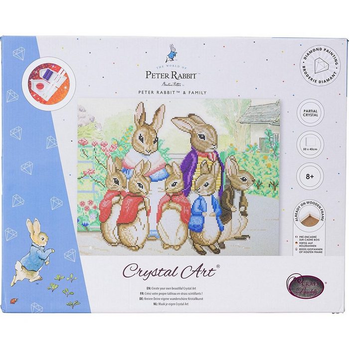 CRAFT Buddy Kreativset Peter Rabbit und Familie Crystal Art Canvas Set 40x50cm