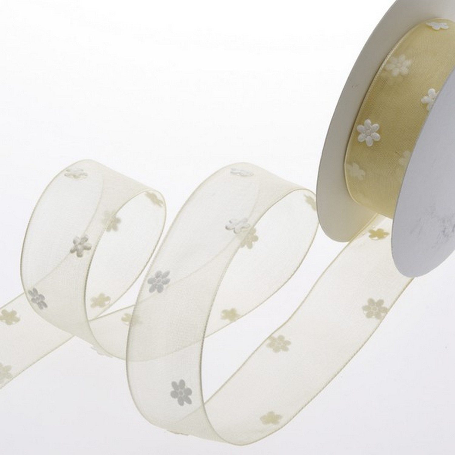 Deko AS Dekoband Organzaband mit Miniblümchen - creme - 5m - 91223 50-R 25