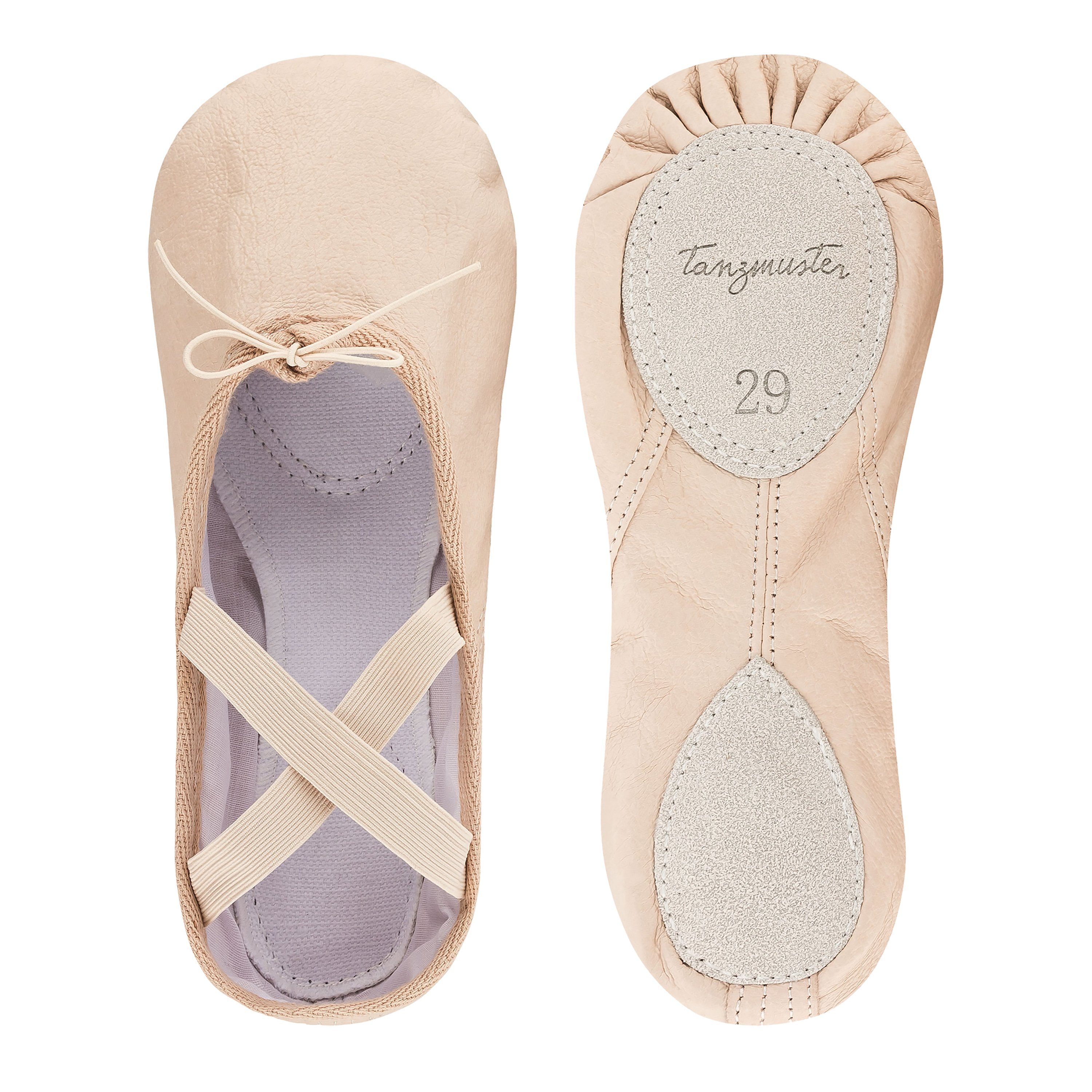 tanzmuster Ballettschuhe Toni aus Leder mit geteilter Ledersohle Tanzschuh Ballettschläppchen für Mädchen – Bild 3 von 5
