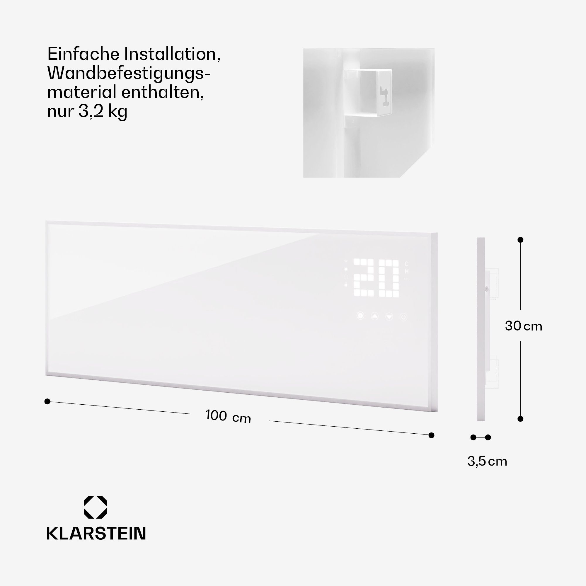 Bornholm, Smart Wärmestrahlung Thermostat Heizung Infrarot Heizkörper elektrischer Klarstein mit Wonderwall