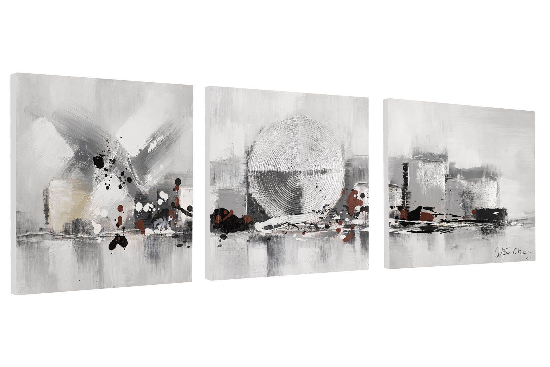 KUNSTLOFT Gemälde Heart of the City 120x40 cm, Leinwandbild 100% HANDGEMALT Wandbild Wohnzimmer