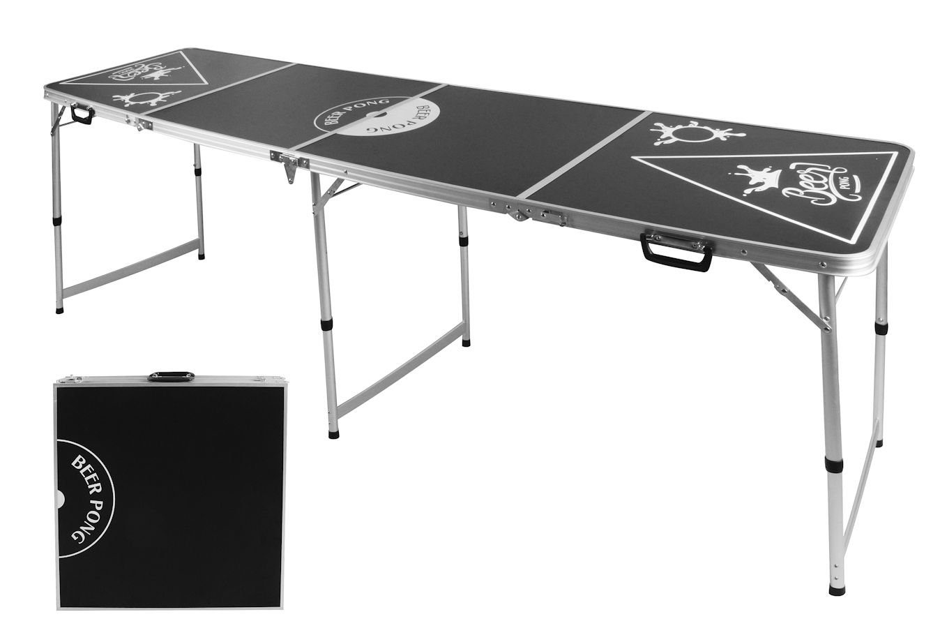 Spetebo Spiel Beer Pong Tisch höhenverstellbar - 240 x 64 cm, Trinkspiel, Klappbarer Trinkspiel Koffertisch mit Tragegriff