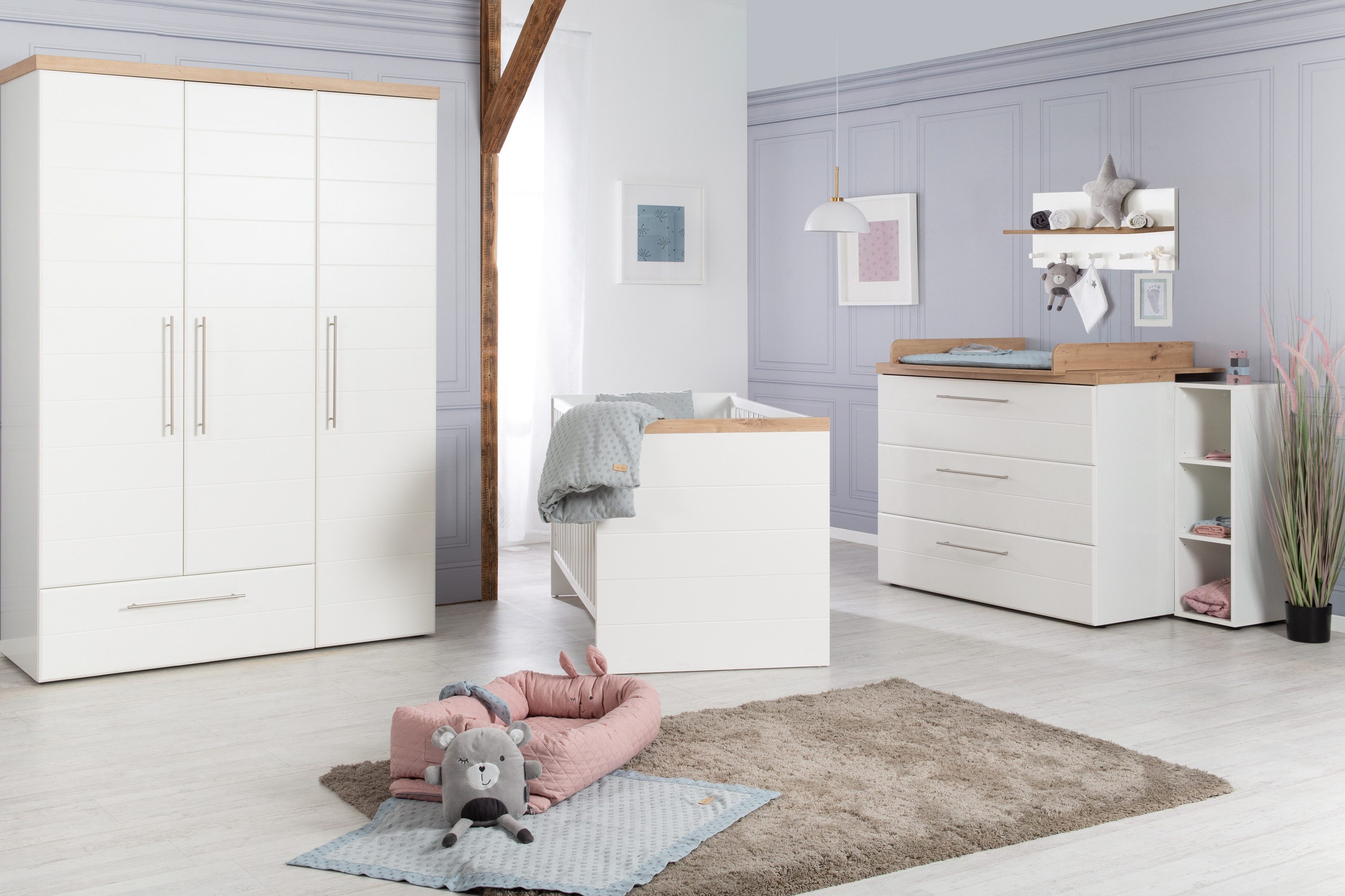 roba® Babyzimmer-Komplettset Nele - Kinderzimmer aus Holz mit edlen Fräsung günstig online kaufen