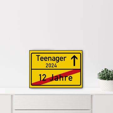 Tigerlino Poster Ortsschild Teenager Geschenkidee zum 13. Geburtstag Jugendlicher, Ortsschild aus Kartonpapier (kein Metall)