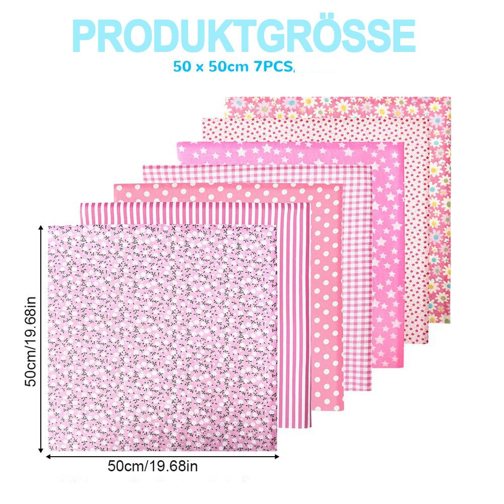 Diwzbyn Stoff 7-teiliges Fat-Quarter-Stoffpaket, 50 x 50 cm vorgeschnittene, Baumwollstoffe für Quilten, Nähen, Patchwork und DIY-Bastelprojekte