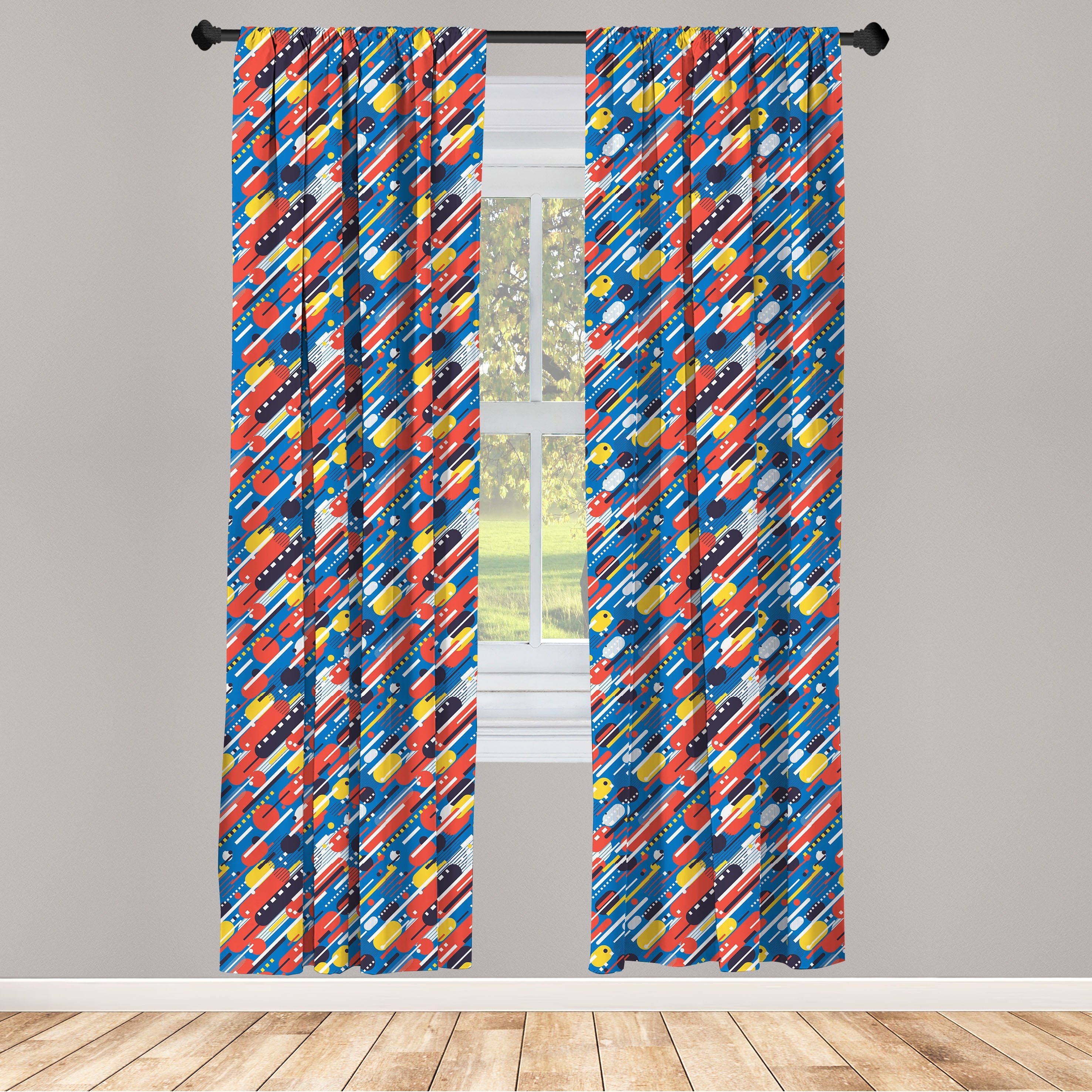 Gardine Vorhang für Wohnzimmer Schlafzimmer Diagonal Dekor, Shapes Entwurf Abakuhaus, Bunt Microfaser