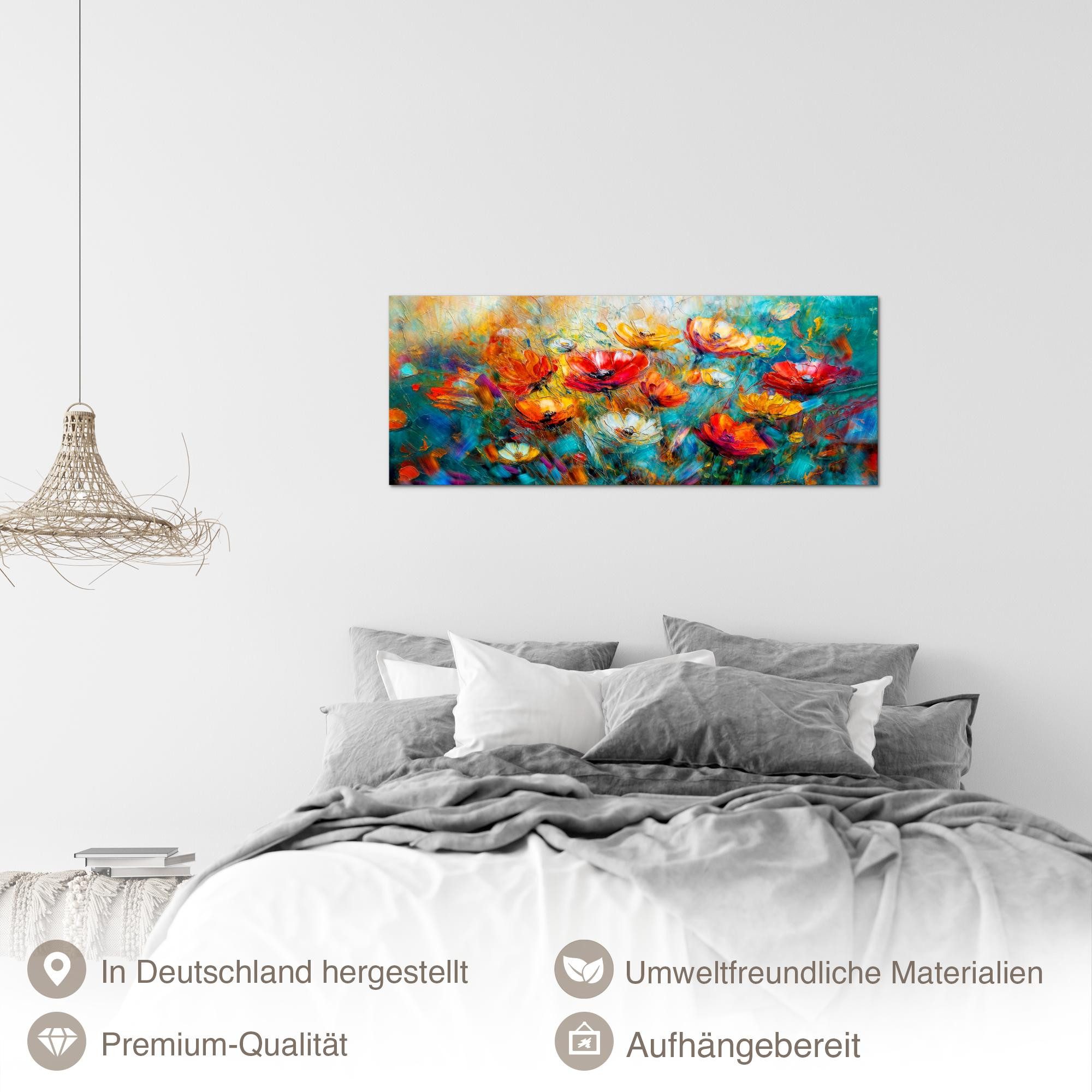 Runa Art XXL-Wandbild Blumen 100 x40 cm Bild Vlies Wohnzimmer Schlafzimmer Deko, Blumenwiese