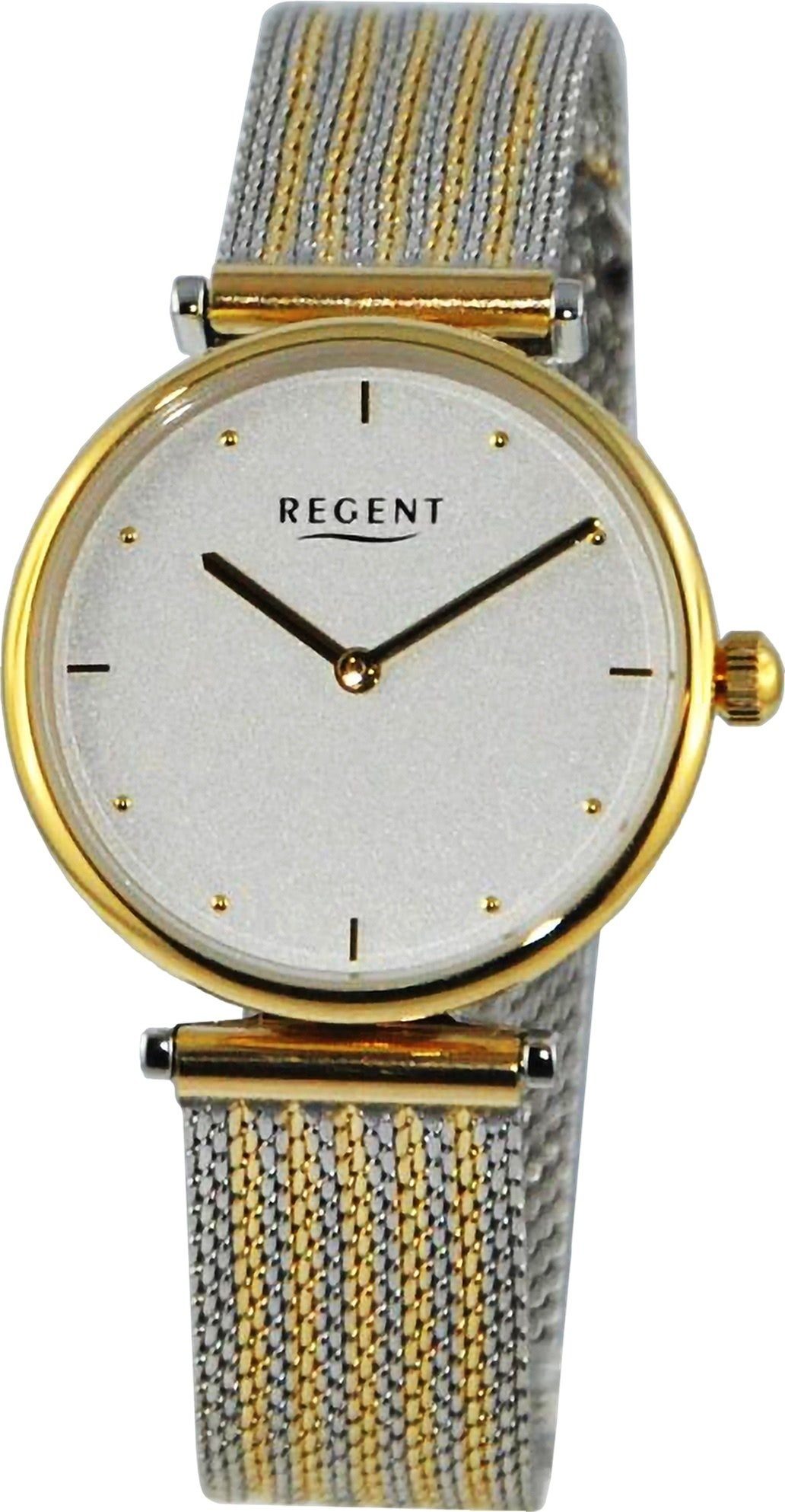 Regent Quarzuhr Regent Damen Armbanduhr Analog, Damen Armbanduhr rund, extra groß (ca. 33mm), Metallarmband | Quarzuhren