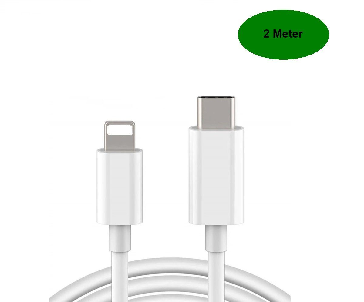 Ventarent 20W USB-C Ladeset für Apple iPhone iPad mit Lightning Kabel USB-Ladegerät (3000 mA, Set, 2-tlg., 20W USB-C Netzadapter + 2m USB-C auf Lightning Kabel  – Bild 4 von 5