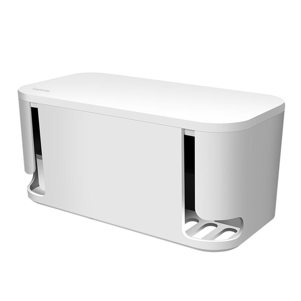 LogiLink Kabelbox LPS281U mit 5-fach-Steckdosenleiste, 3x USB, 285 x 145 x 13 mm, Kabelmanagement Box, Mehrfachsteckdose USB, 3600 W, Alltag, Weiß