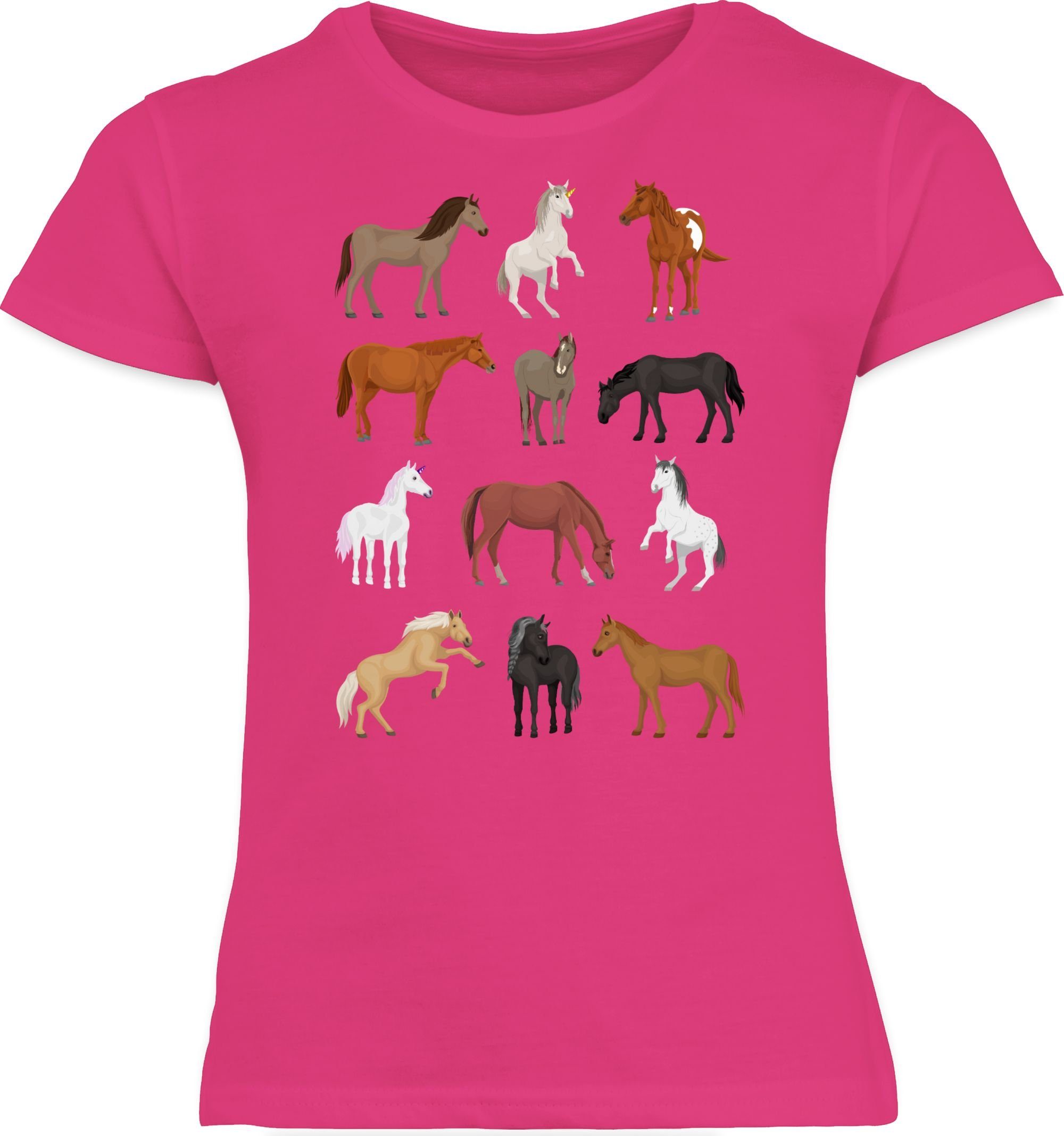 T-Shirt Tiermotiv Print Pferde Shirtracer Reihe 2 Fuchsia Animal