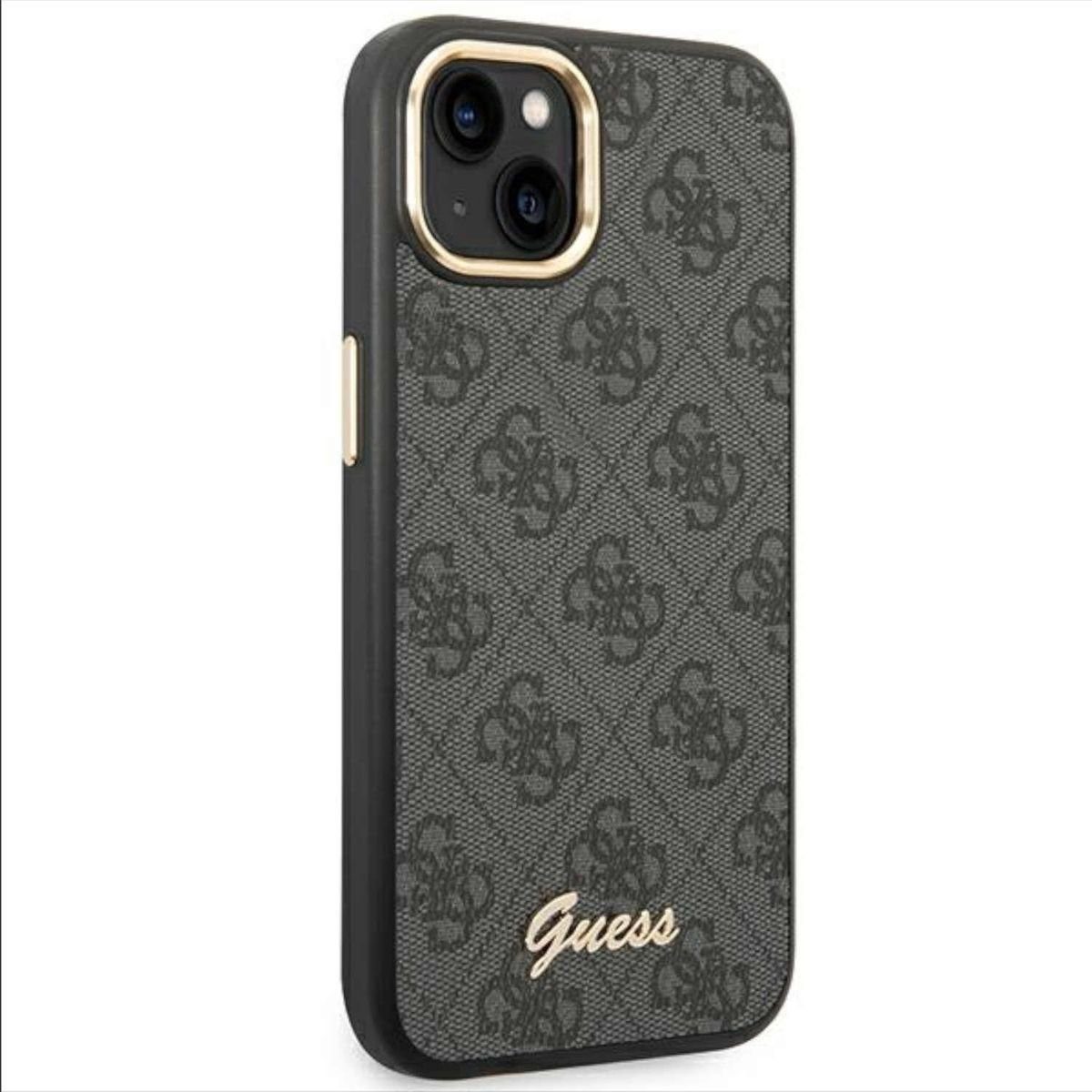 Guess Smartphone-Hülle Guess 4G Vintage Gold Logo Hülle Case für Apple iPhone 14 Plus Schwarz