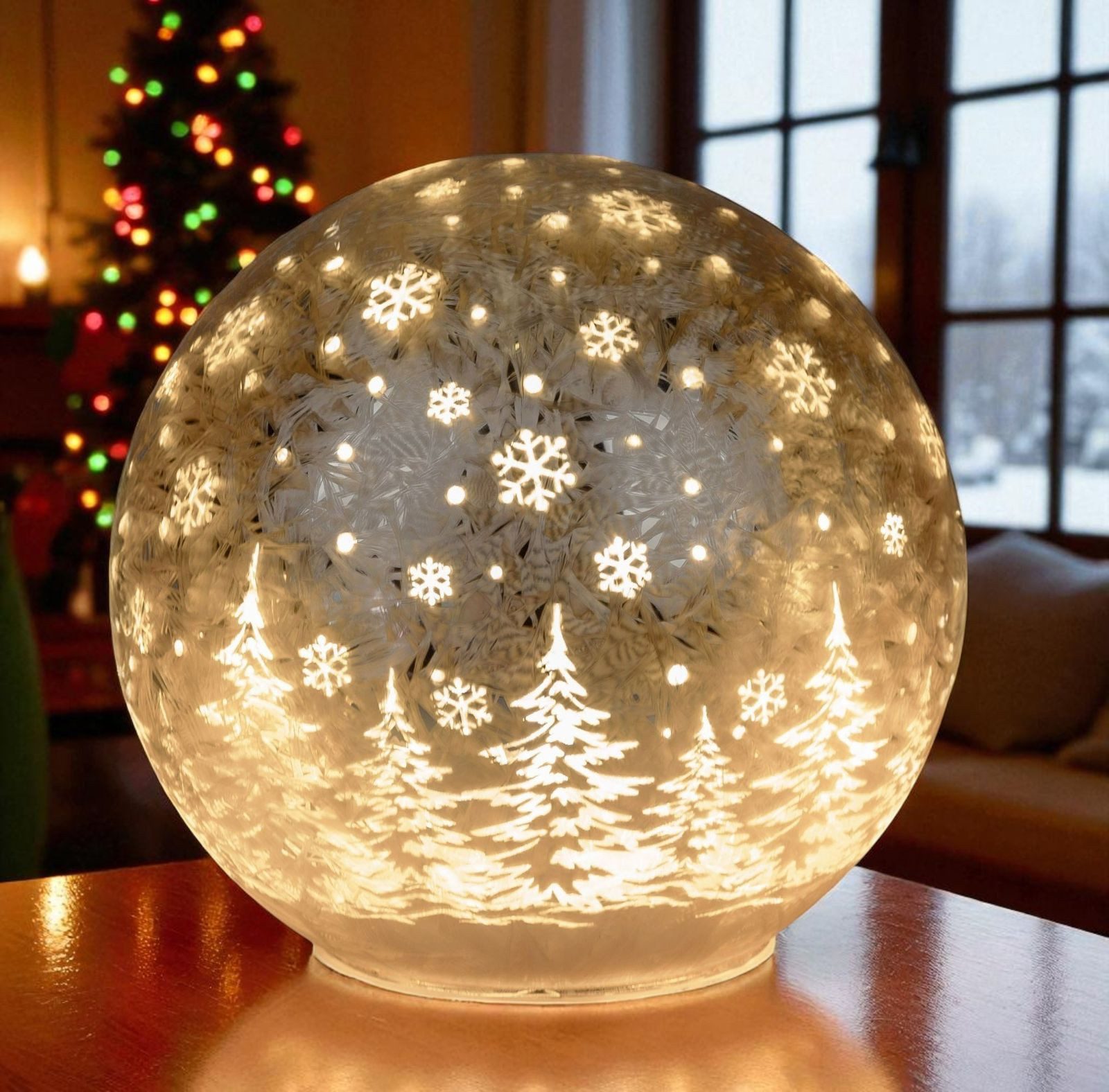 formano LED Dekolicht Glas-Kugel Frosty-Champagner 12cm Timer 6/18h Weihnac günstig online kaufen