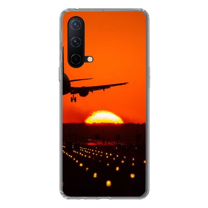 MuchoWow Handyhülle Sonnenuntergang - Flugzeug - Orange - Sonne Phone Case Handyhülle OnePlus Nord CE 5G Silikon Schutzhülle