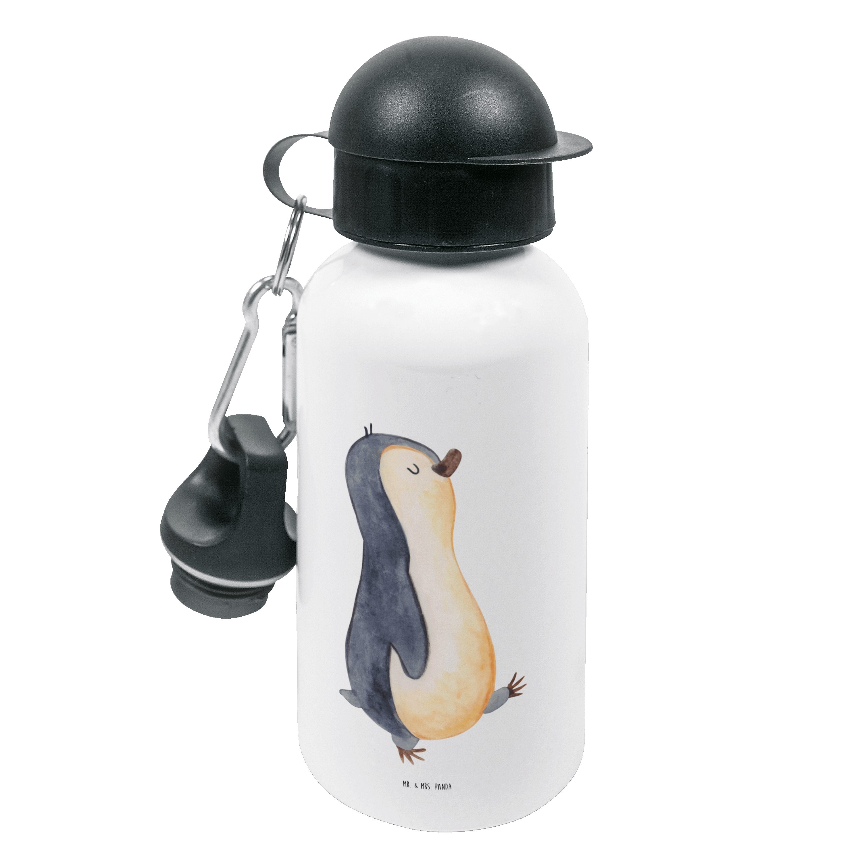 Mr. & Mrs. Panda Trinkflasche Pinguin marschierend - Weiß - Geschenk, Bruder, Kinder Trinkflasche