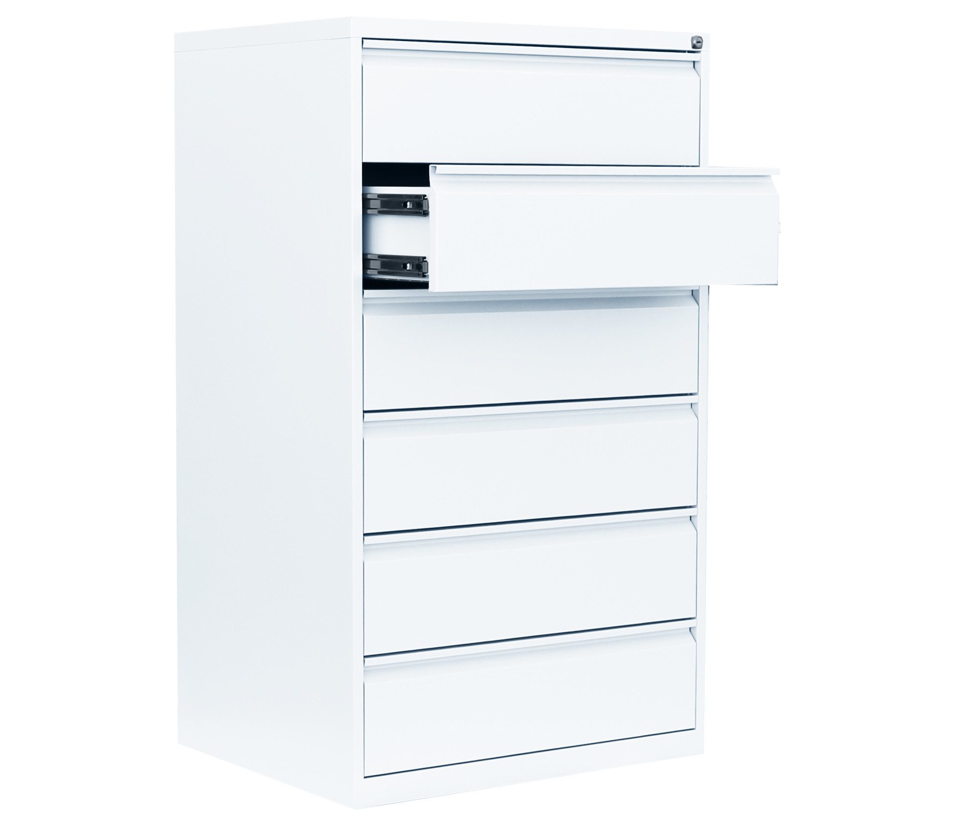 Steelboxx Karteikasten Karteikartenschrank DIN A5 quer dreibahnig 6 Schubladen weiß (1 St), Komplett verschweißt und montiert - keine Montage erforderlich