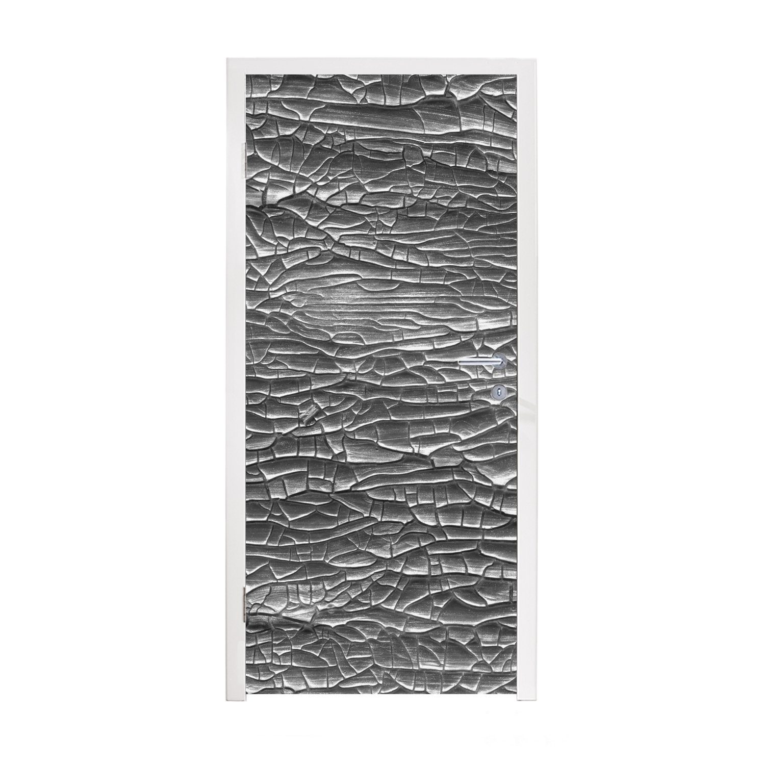 MuchoWow Türtapete Silber - Farbe - Abstrakt, Matt, bedruckt, (1 St), Fototapete für Tür, Türaufkleber, 75x205 cm