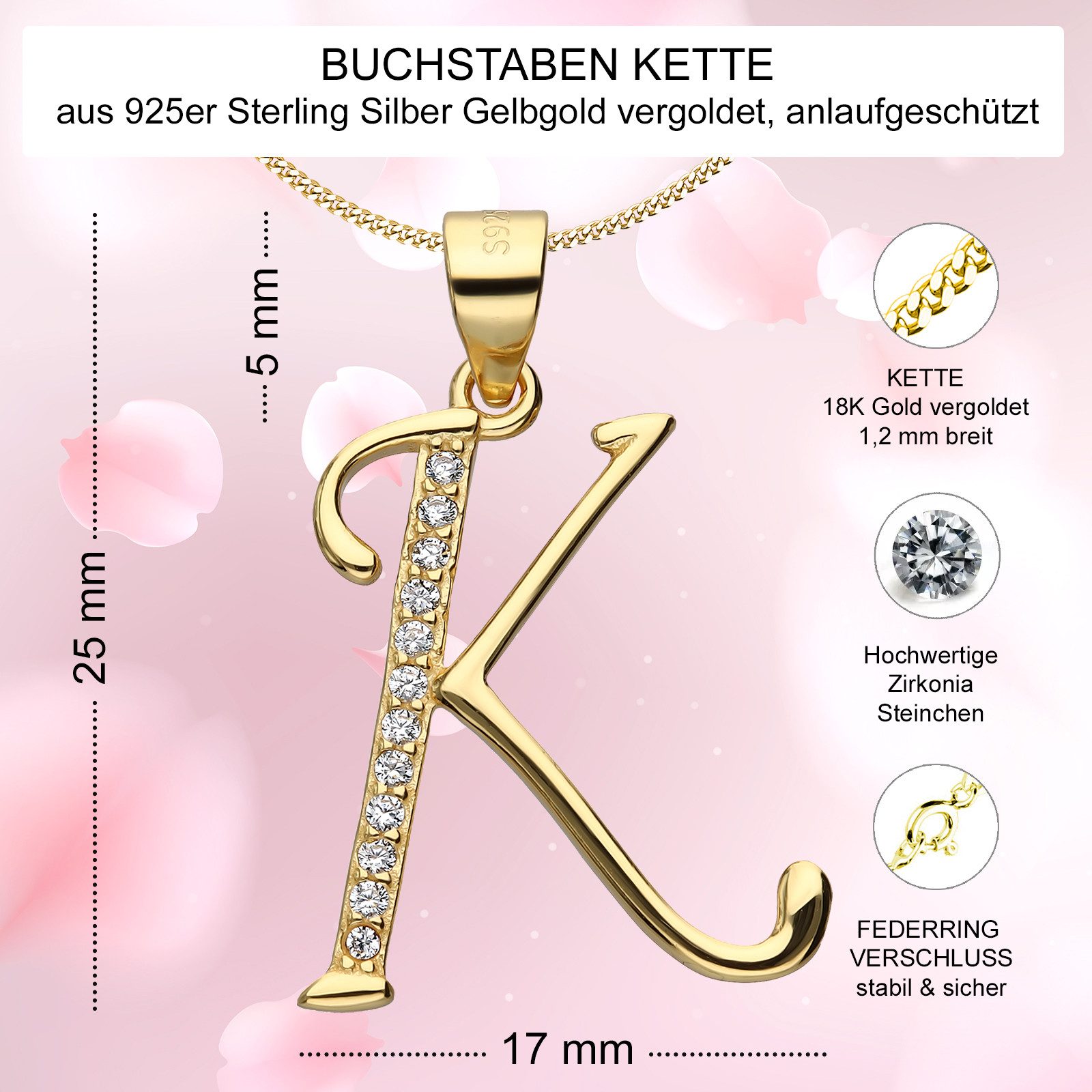 AMERITA Kette mit Anhänger Buchstabe K günstig online kaufen