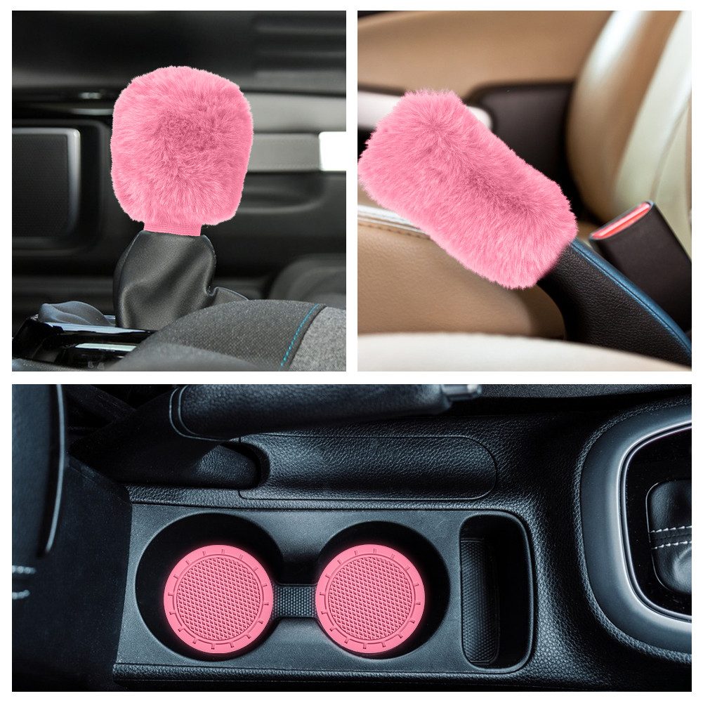 GarveeMore Steering Wheel Cover 6-Piece Set Soft Handbrake Gear Shift Cover