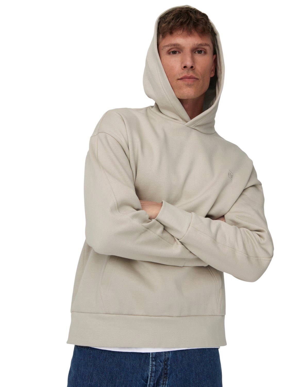 LIFE & ONLY Baumwolle 22026661 Hoodie ONSDAN aus Lining SONS Silver