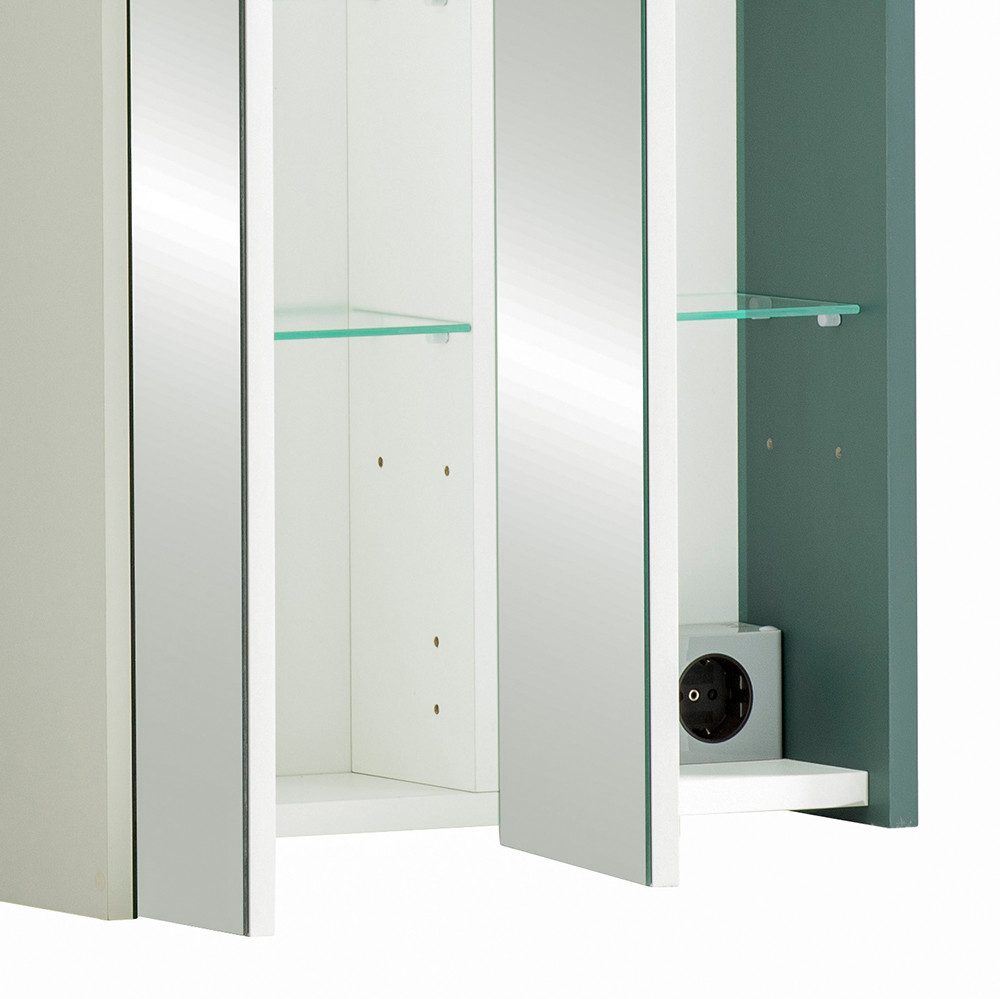 Lomadox Spiegelschrank LOANO-80 Badezimmerschrank Badezimmerspiegel Kosmetikspiegel modern in grün – Bild 3 von 5