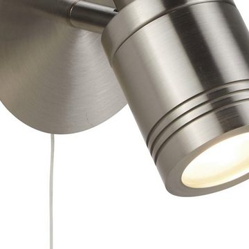 Licht-Erlebnisse Wandstrahler HECTOR, ohne Leuchtmittel, Wohnzimmer IP44 in Silber matt GU10 Ø 10 cm verstellbar Retro Metall