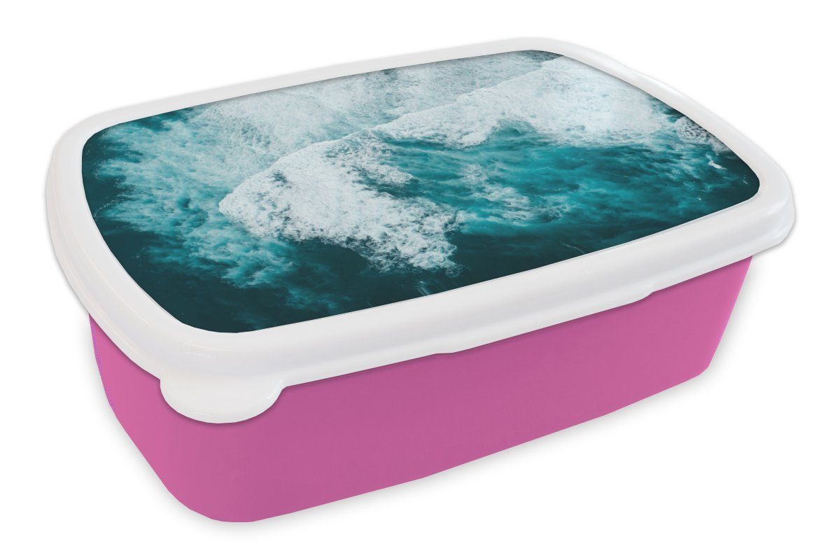 MuchoWow Lunchbox Meer - Wasser - Hawaii, Kunststoff, (2-tlg), Brotbox für Erwachsene, Brotdose Kinder, Snackbox, Mädchen, Kunststoff rosa