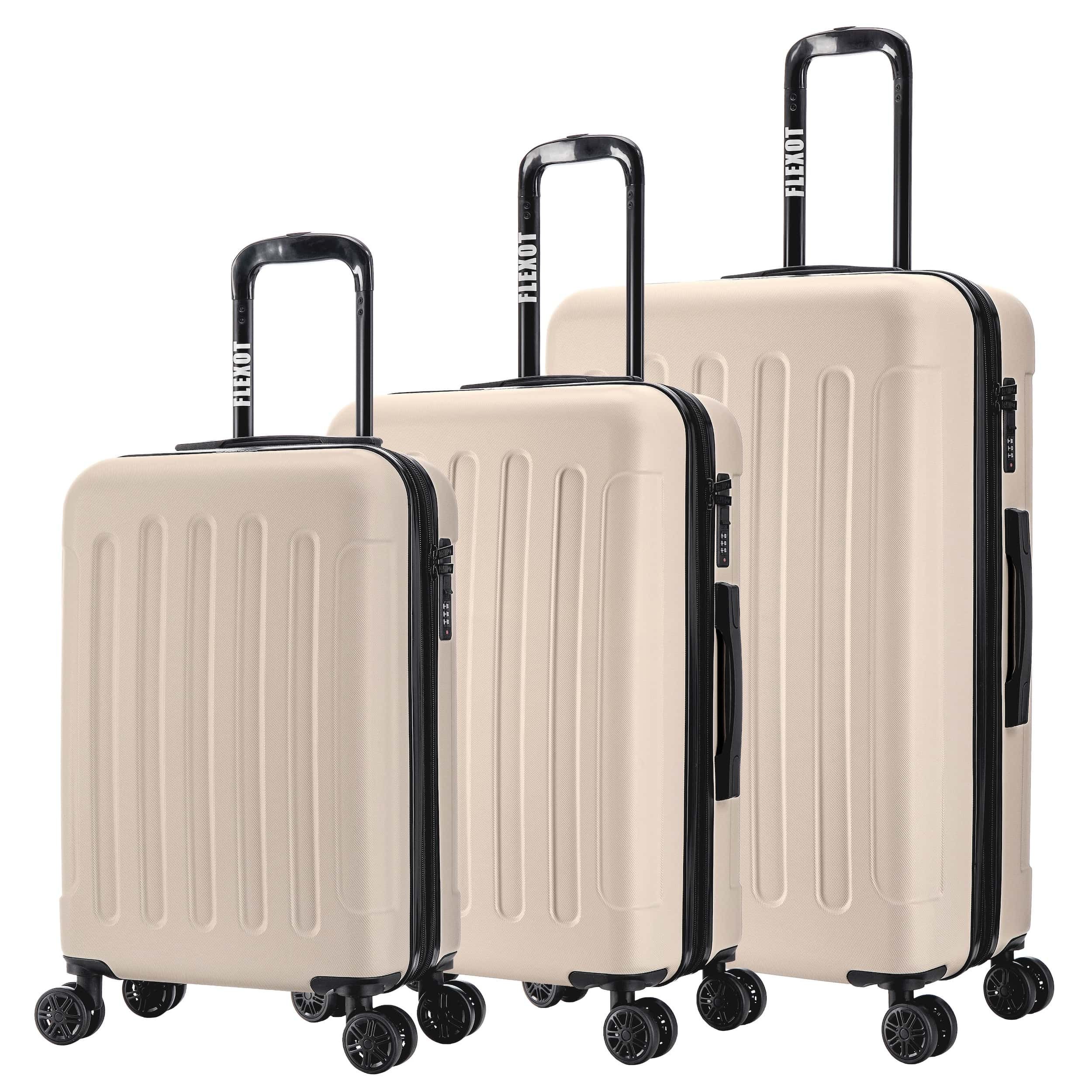 Flexot Hartschalen-Trolley F-3045 (Gr. M, L, XL) – Kofferset – ABS-Hartschale, erweiterbar, 4 Rollen, Robuster und moderner Koffer mit vier 360° Rollen und Zahlenschloss