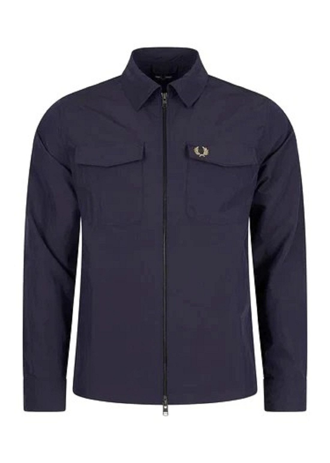 Fred Perry Shirtjacke Fred Perry Herren Jacke, FRED PERRY ZIP OVERSHIRT, Leichte Jacken in Unifarbe, Kragen, Leichtgewicht, Taschen