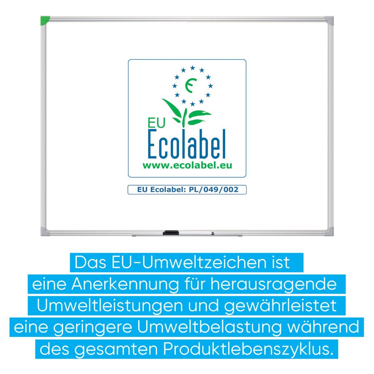 FRANKEN Magnettafel Whiteboard Schreibtafel U-Act, 60x45cm, magnethaftend, Alurahmen