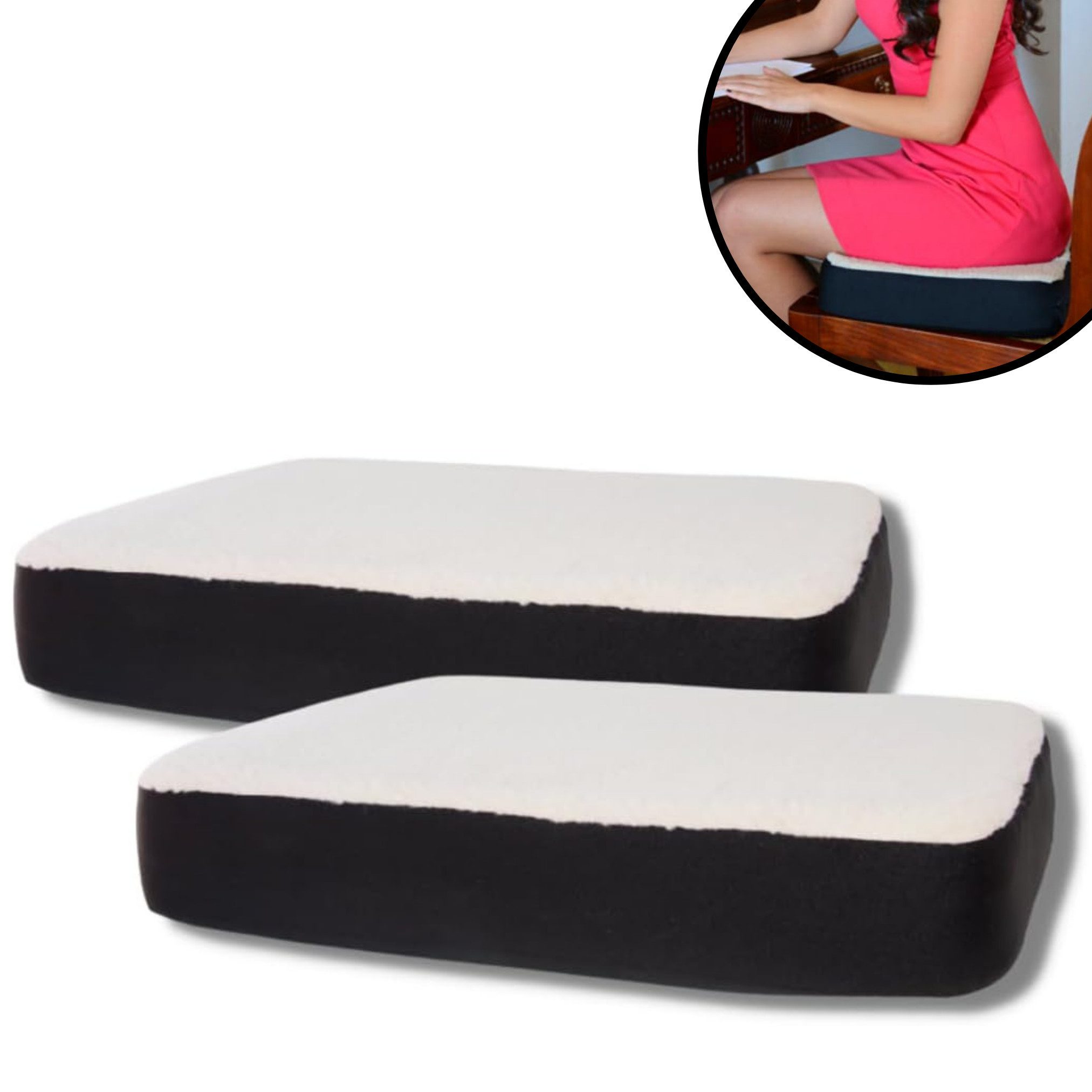 Best Direct® Sitzkissen Dualuxe, Gelkissen zum sitzen, Autositzkissen, Sitzerhöhung, waschbar, 47,5x38 cm