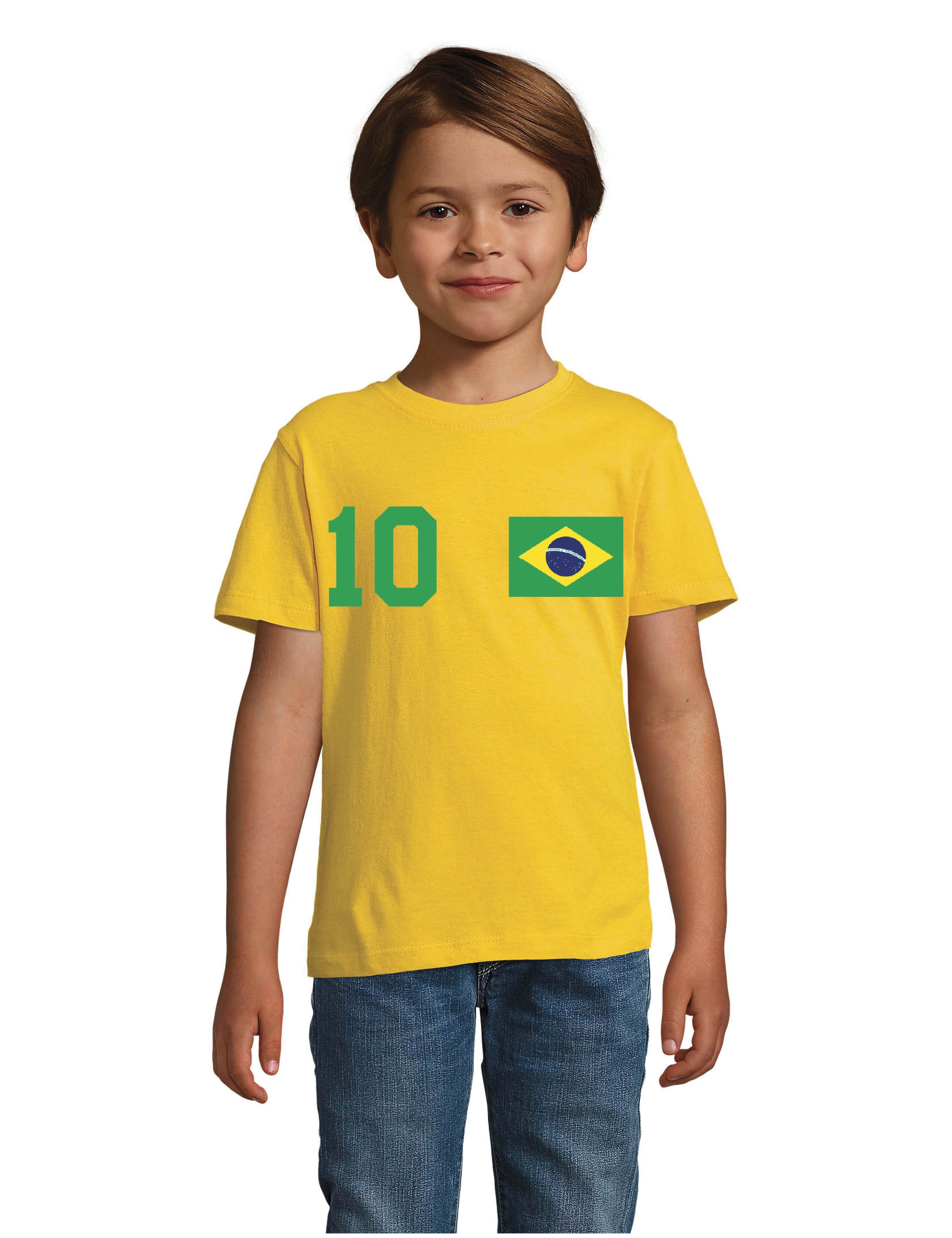 Youth Designz T-Shirt Brasilien Kinder T-Shirt im Fußball Trikot Look mit trendigem Motiv