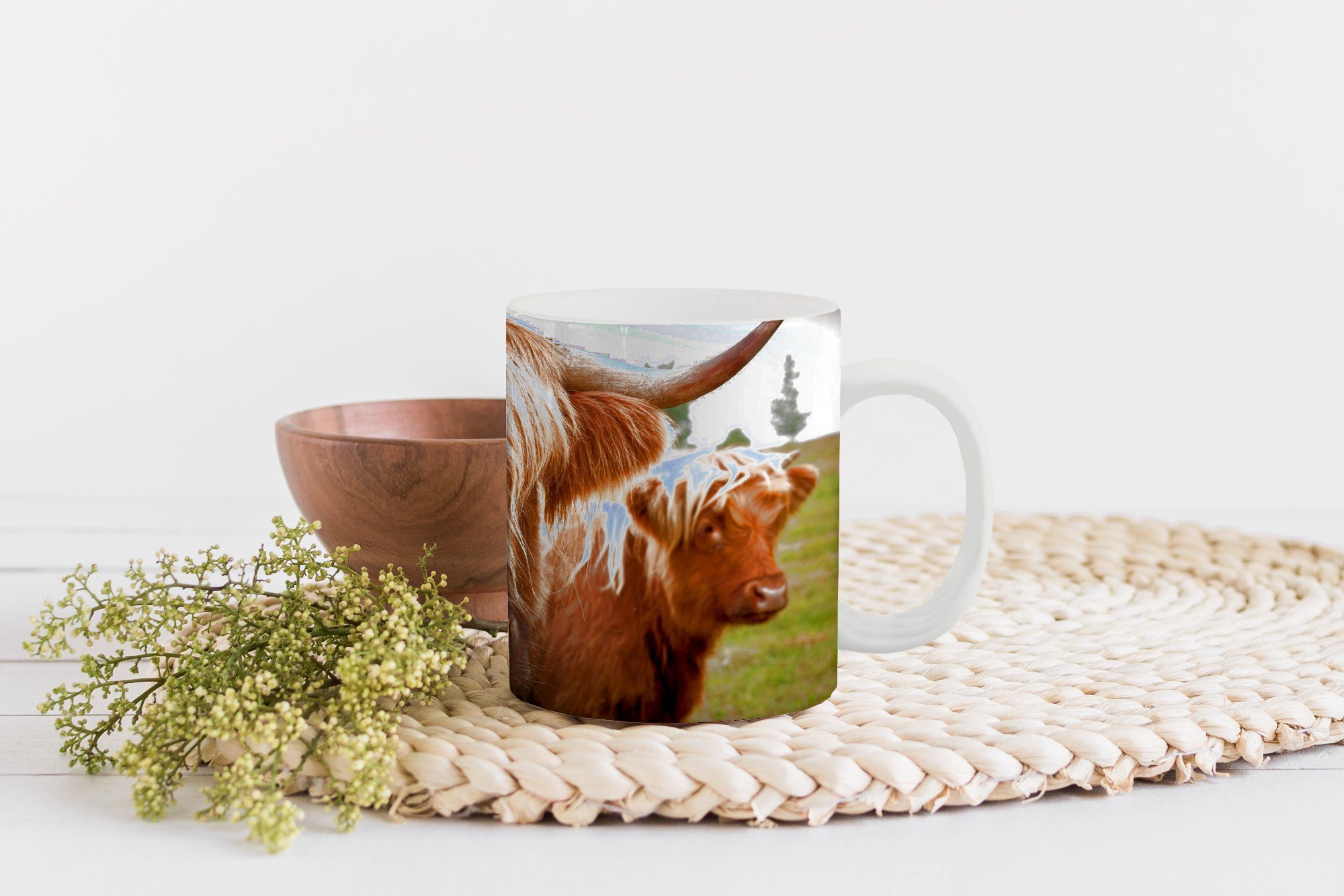 Becher, Kaffeetassen, Schottische Geschenk Braun Gras, Teetasse, Teetasse, MuchoWow - - Keramik, Tasse Highlander