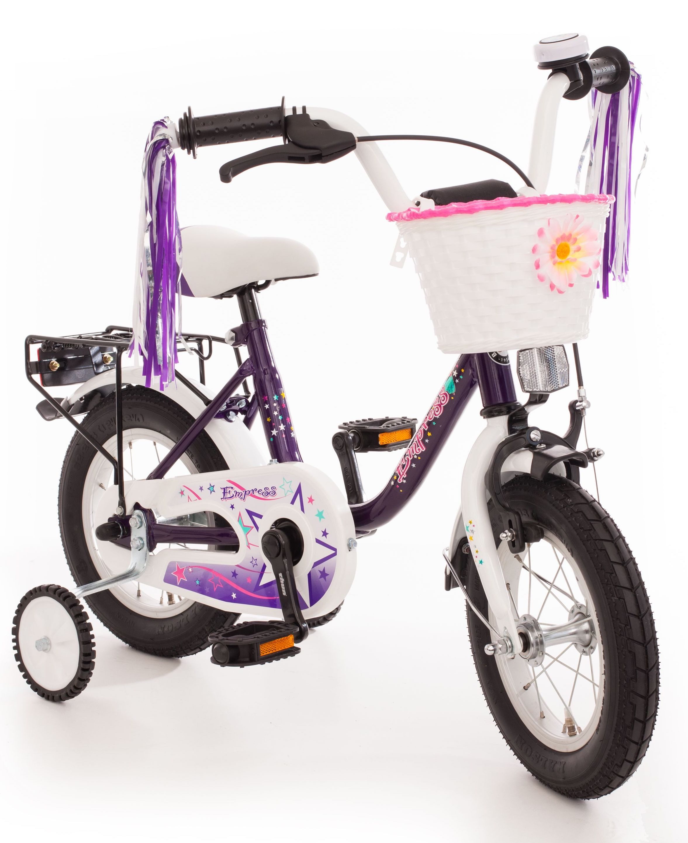 Bachtenkirch Kinderfahrrad 12 Zoll Kinder Fahrrad Mädchen ab 3 Jahre Mädchenfahrrad Sitz:44-50 cm, Rücktrittbremse, Stützräder, Korb, 98 % vormontiert