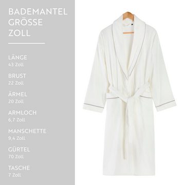 English Home Bademantel Premium Damen Bademantel, Herren Bademantel, Unisex, 100% Baumwolle, Kapuze, Bindegürtel, Schalkragen Weicher