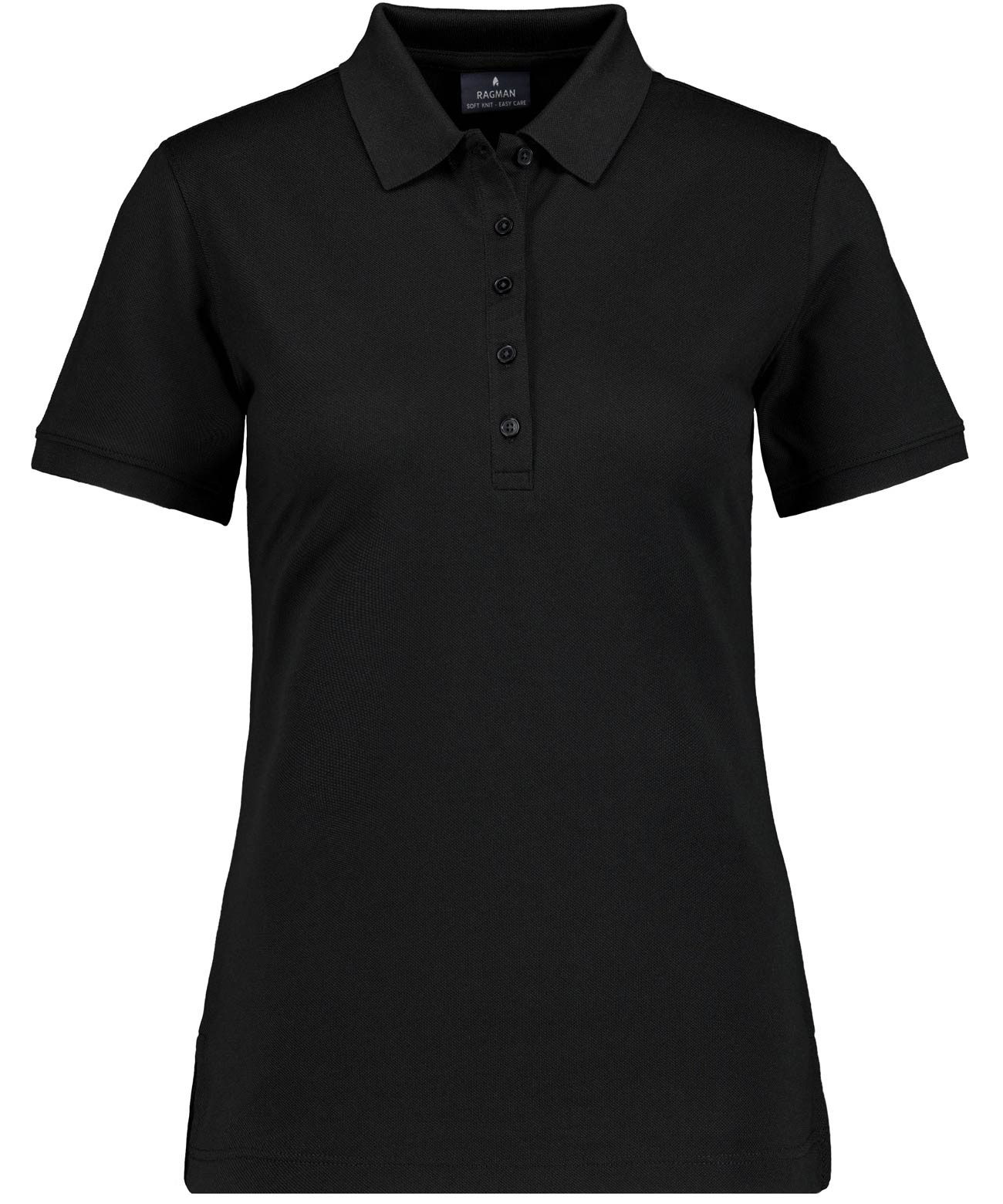 RAGMAN Poloshirt RAGWOMAN Damen Poloshirt Kurzarm Baumwollmix Piqué Schwarz