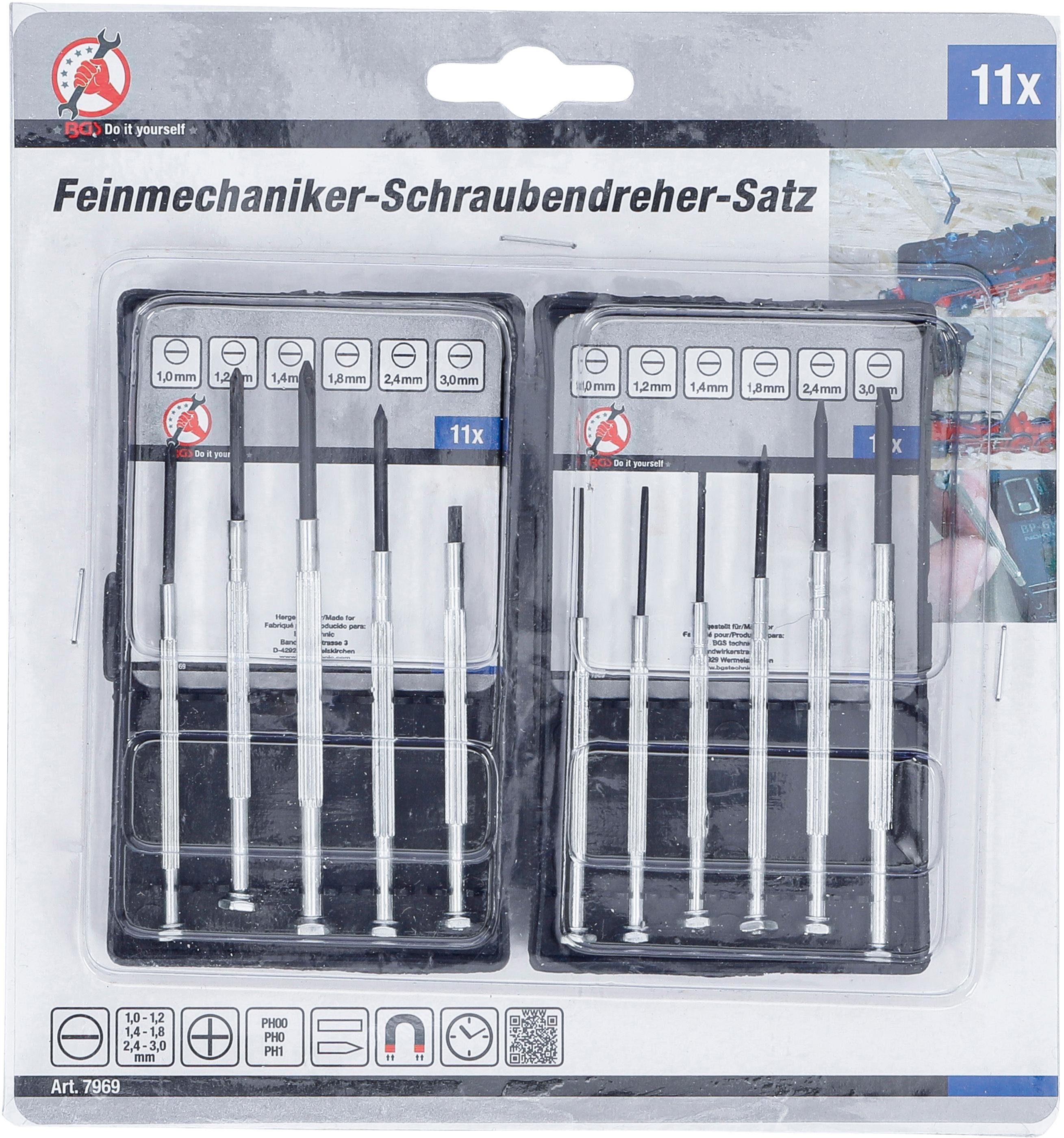 Feinmechaniker-Schraubendreher-Satz, 11-tlg. Bit-Schraubendreher technic BGS
