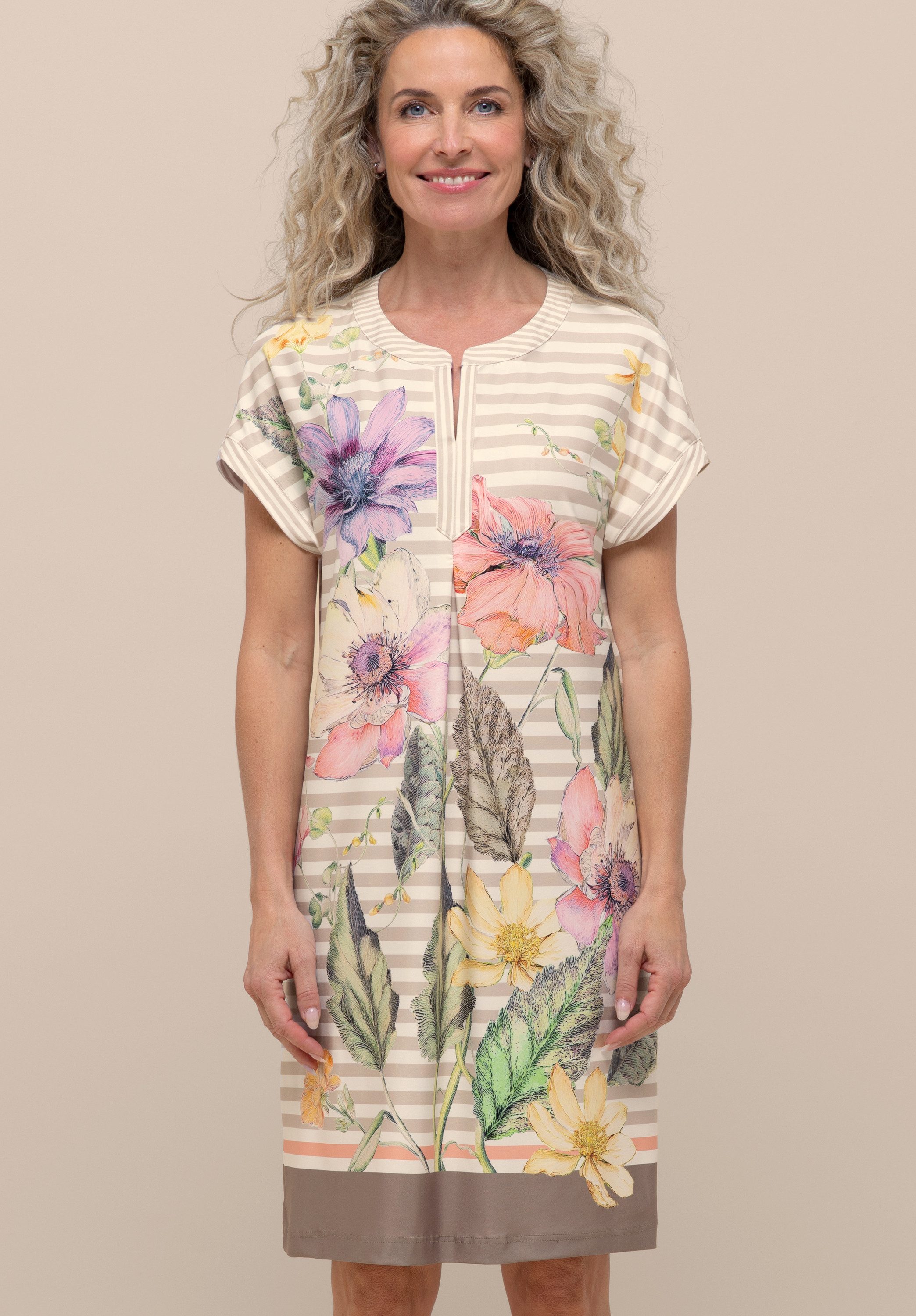 bianca Druckkleid MANU Streifenmuster mit floralem Print