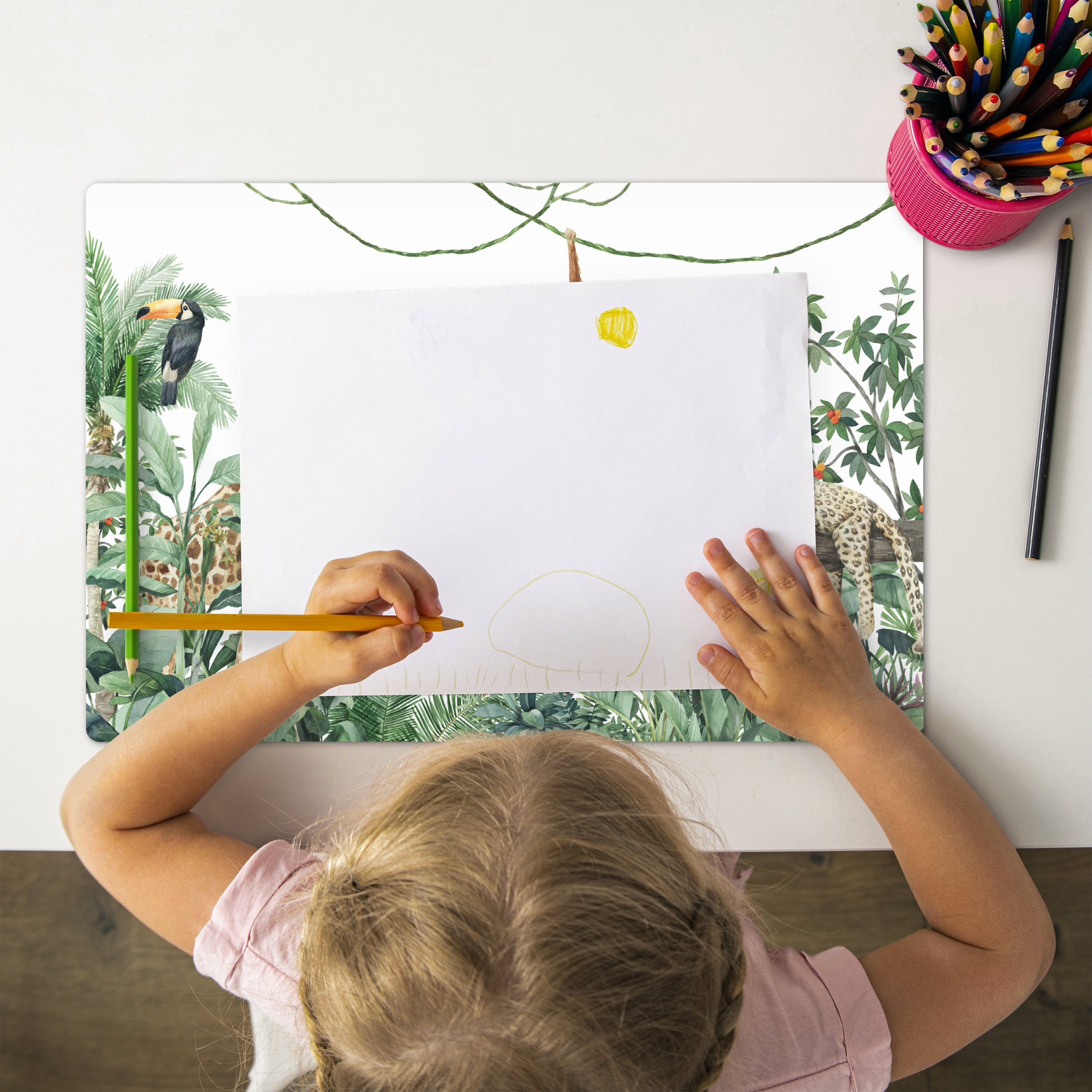 MuchoWow Platzset Dschungel - Tiere - Kinder - Natur, (1-St), Kinder-Arbeit günstig online kaufen