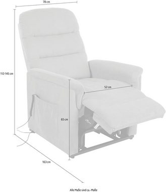 Duo Collection TV-Sessel Whitehorse XXL bis 150 kg belastbar, mit elektrischer Aufstehhilfe, Relaxfunktion und Taschenfederkern mit Stahlwellenunterfederung