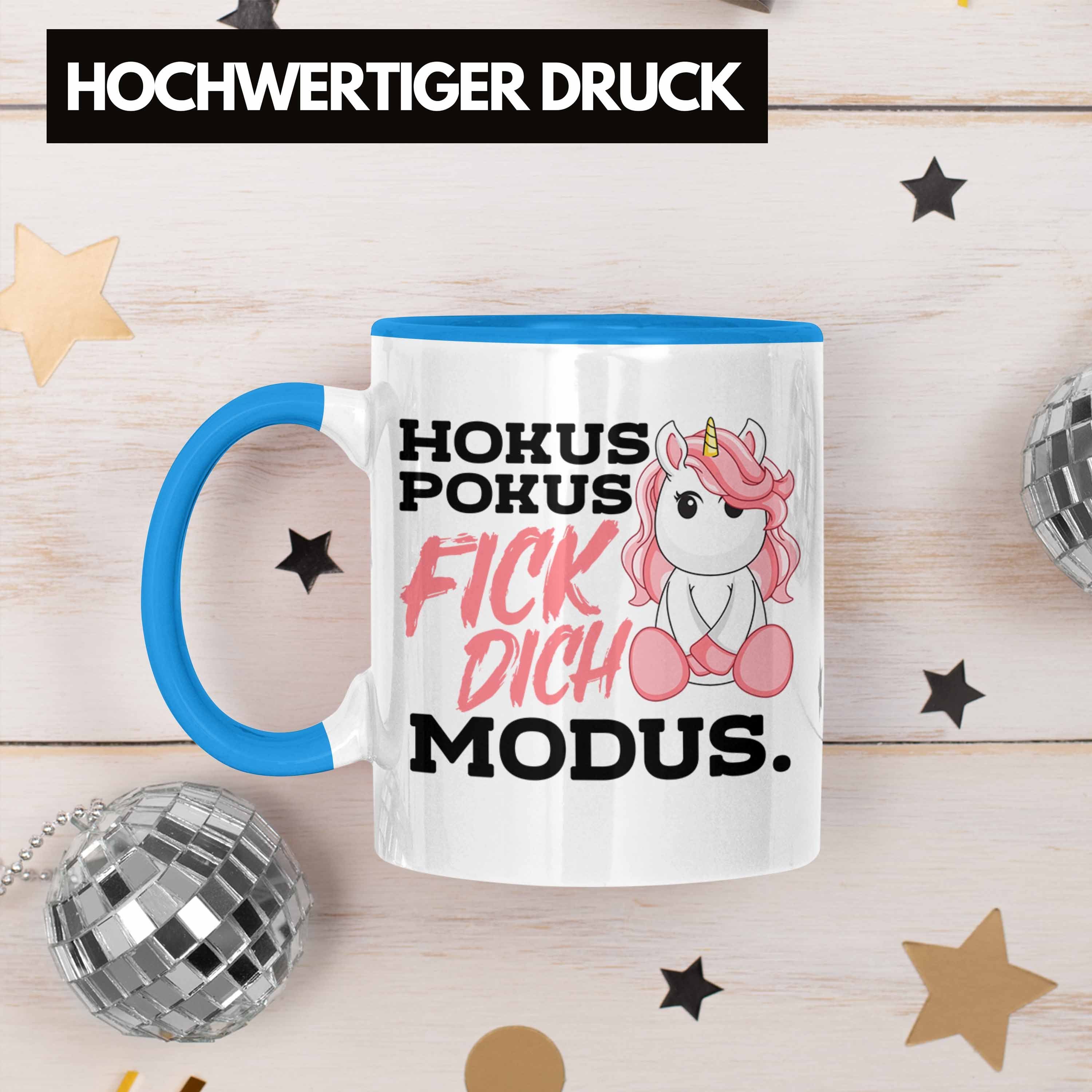 Lustige Kaffeetasse Mama Kollegin Tasse Modus Mit F - Dich Geschenk Blau Trendation Einhorn Frauen Freundin Tasse Geschenkidee Trendation Spruch Arbeit