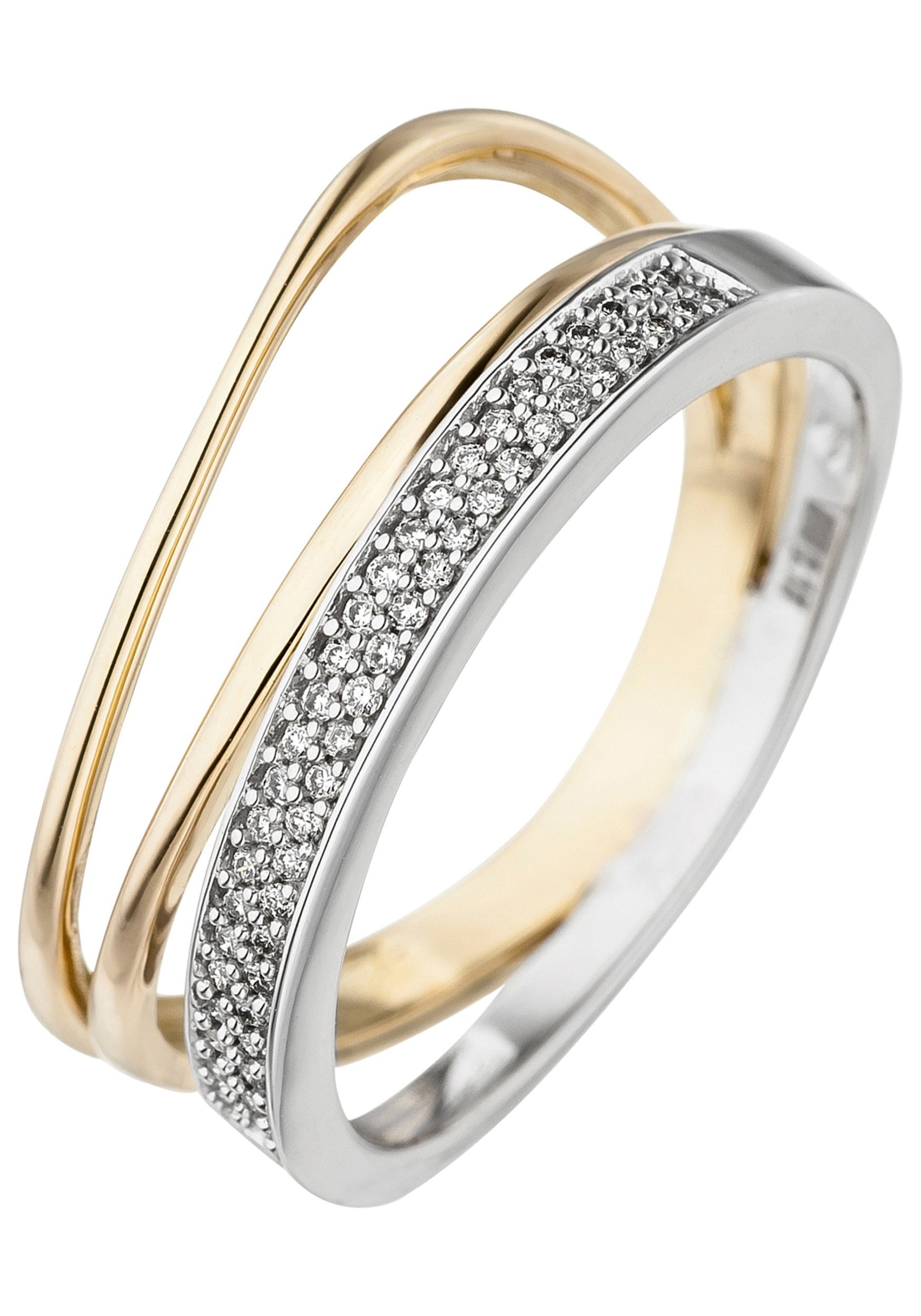JOBO Diamantring, 585 Gold bicolor mit 5...