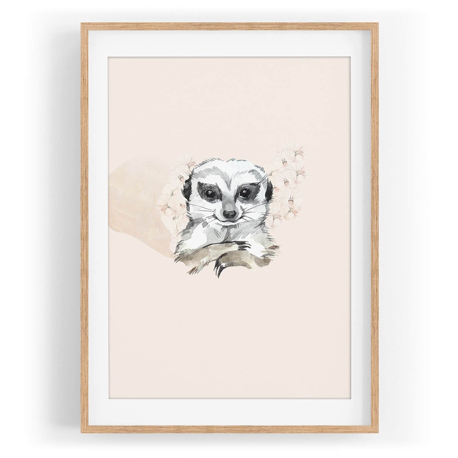 Sinus Art Wandbild Wandbild Tier Motiv Erdmännchen Blumen Pflanzen Aquarell. € 35,00