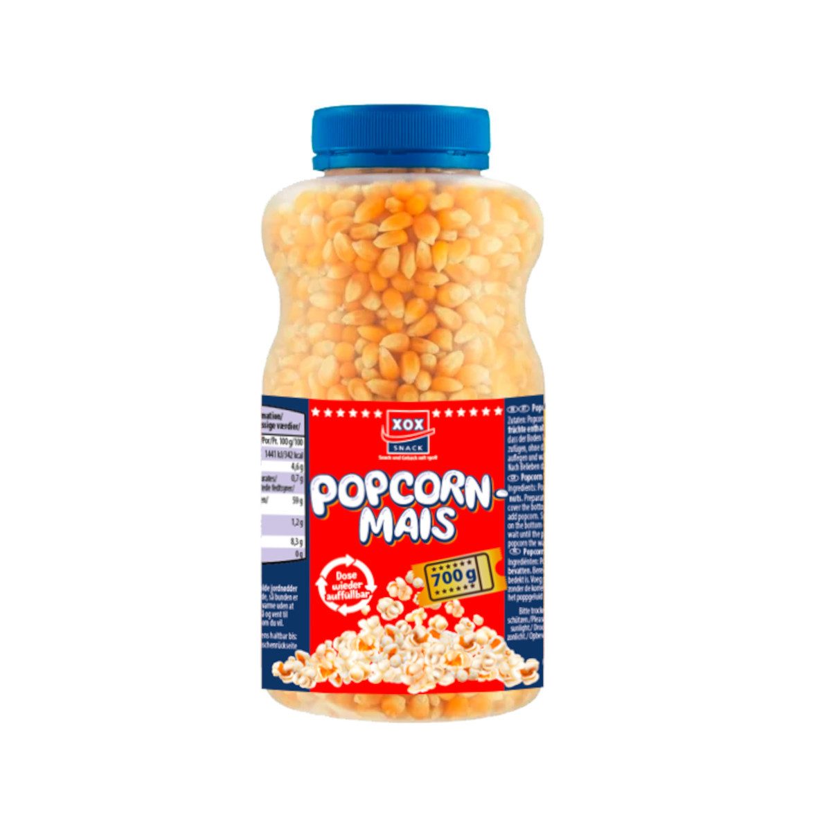 XOX Knabberei, XOX Popcorn Mais für natürlich unverfälschten Popcorngenuss Dose 700g
