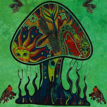 Wandteppich Mushrooms Poster Wandbehang Deko Tuchchedelic Dekotuch ca 210x140cm, KUNST UND MAGIE