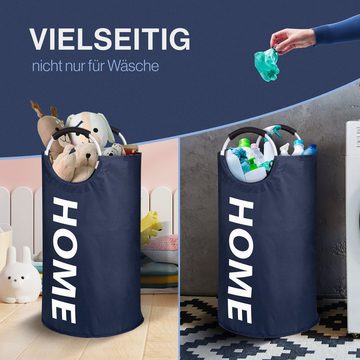 WELLENBORG Wäschekorb, Faltbarer Wäschesammler (82L) mit Henkel groß & wasserdicht, zur Spielzeug Aufbewahrung oder als Flaschensammler
