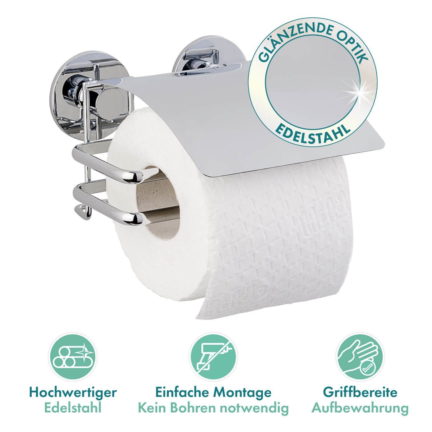 Deckel Papier Rollen Toiletten Edelstahl ohne WENKO Bohren Halter Wand Toilettenpapierhalter