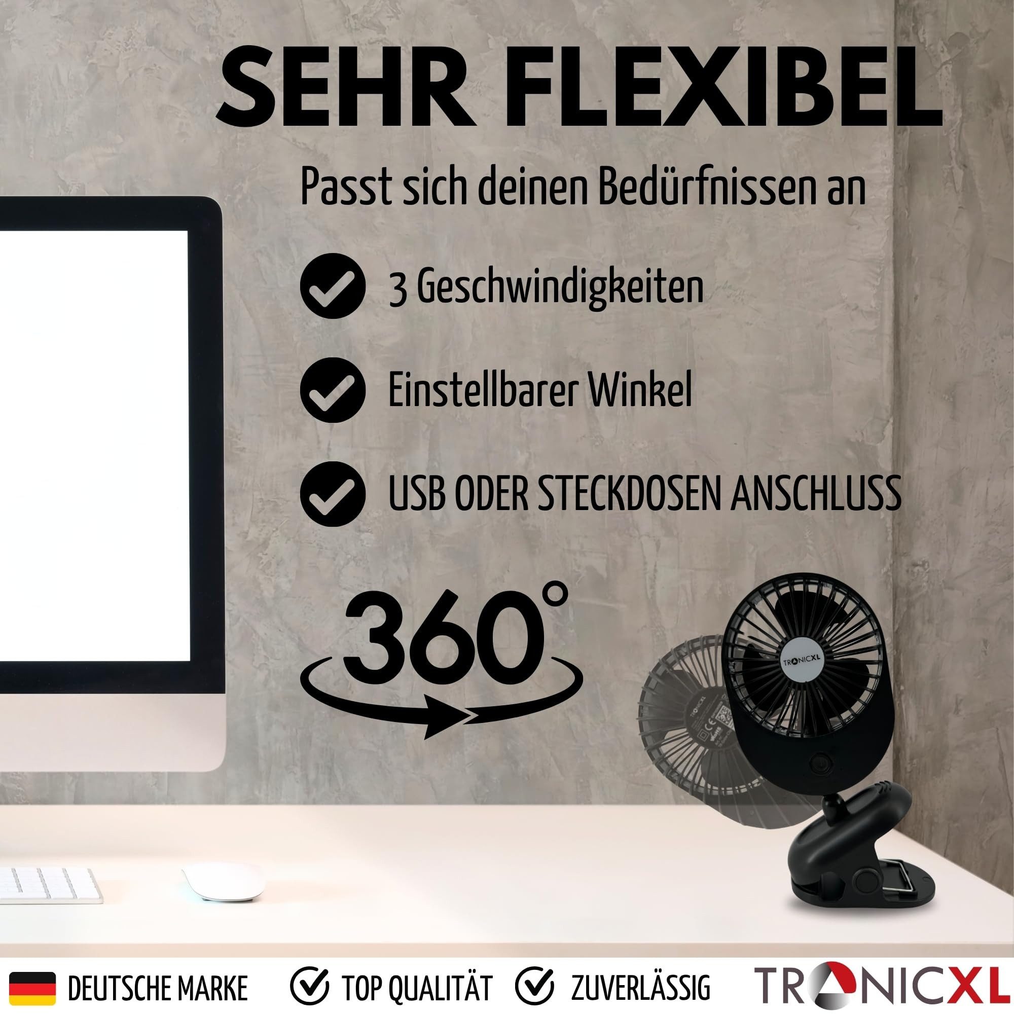 TronicXL Tischventilator Ventilator mit Clip Klipp günstig online kaufen