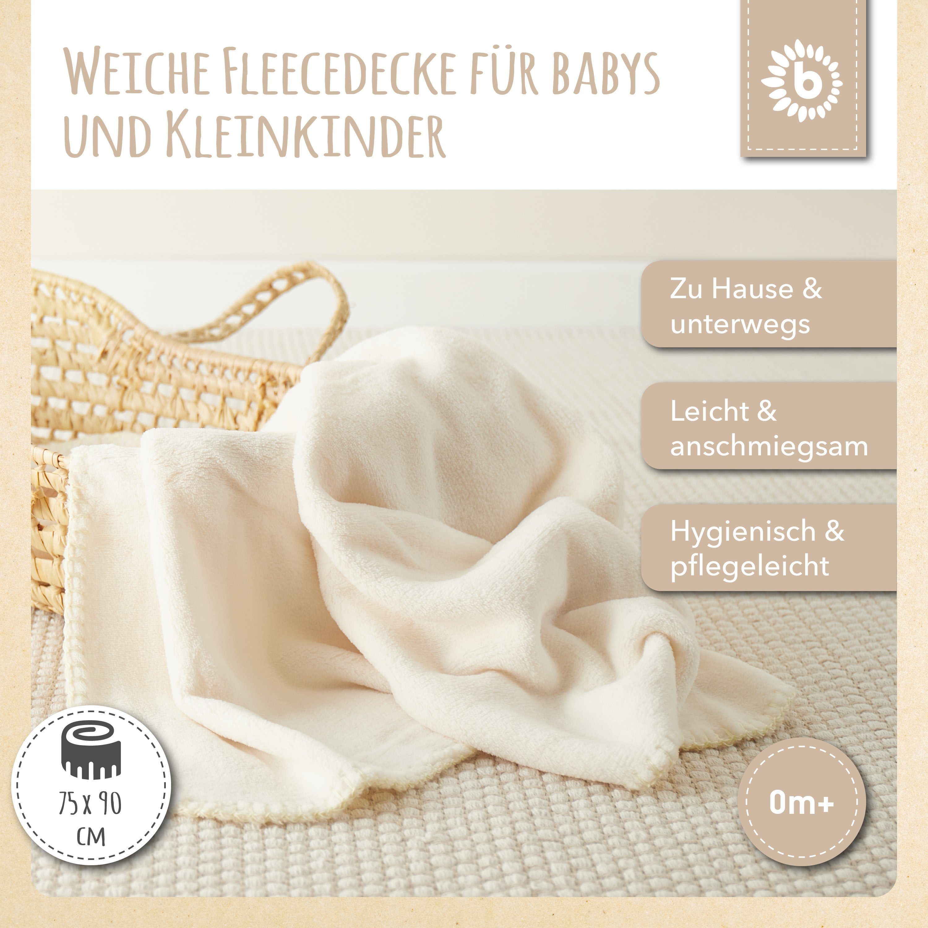 Krabbeldecke Bieco Baby Kuscheldecke Fleece Beige Flauschige Decke Kinder B günstig online kaufen