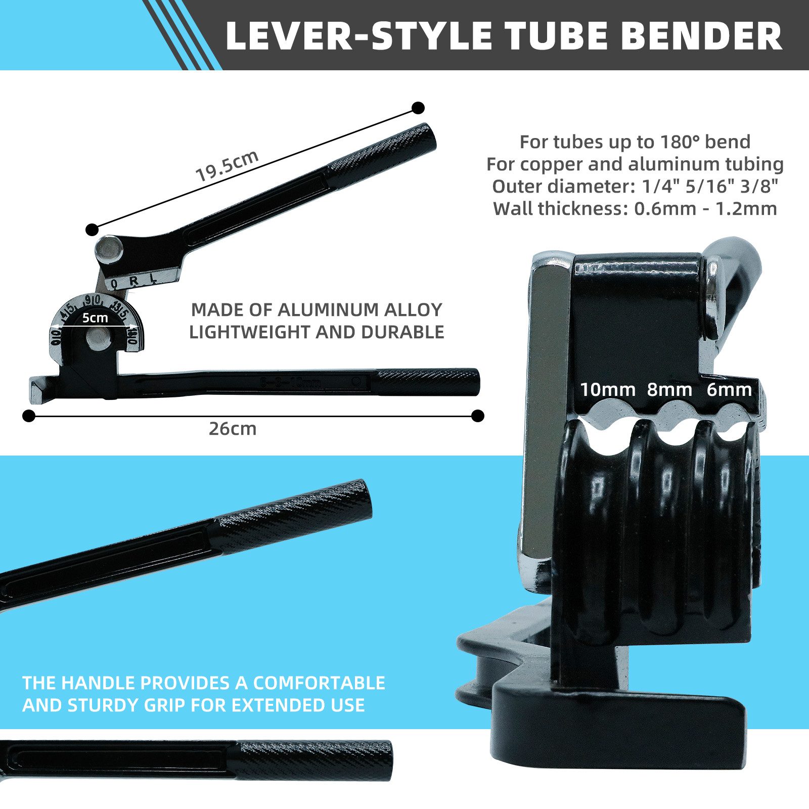 CCLIFE Rohrbieger Rohrbieger Rohrbiegewerkzeug Rohrbiegegerät 3-in-1 6-8-10 mm